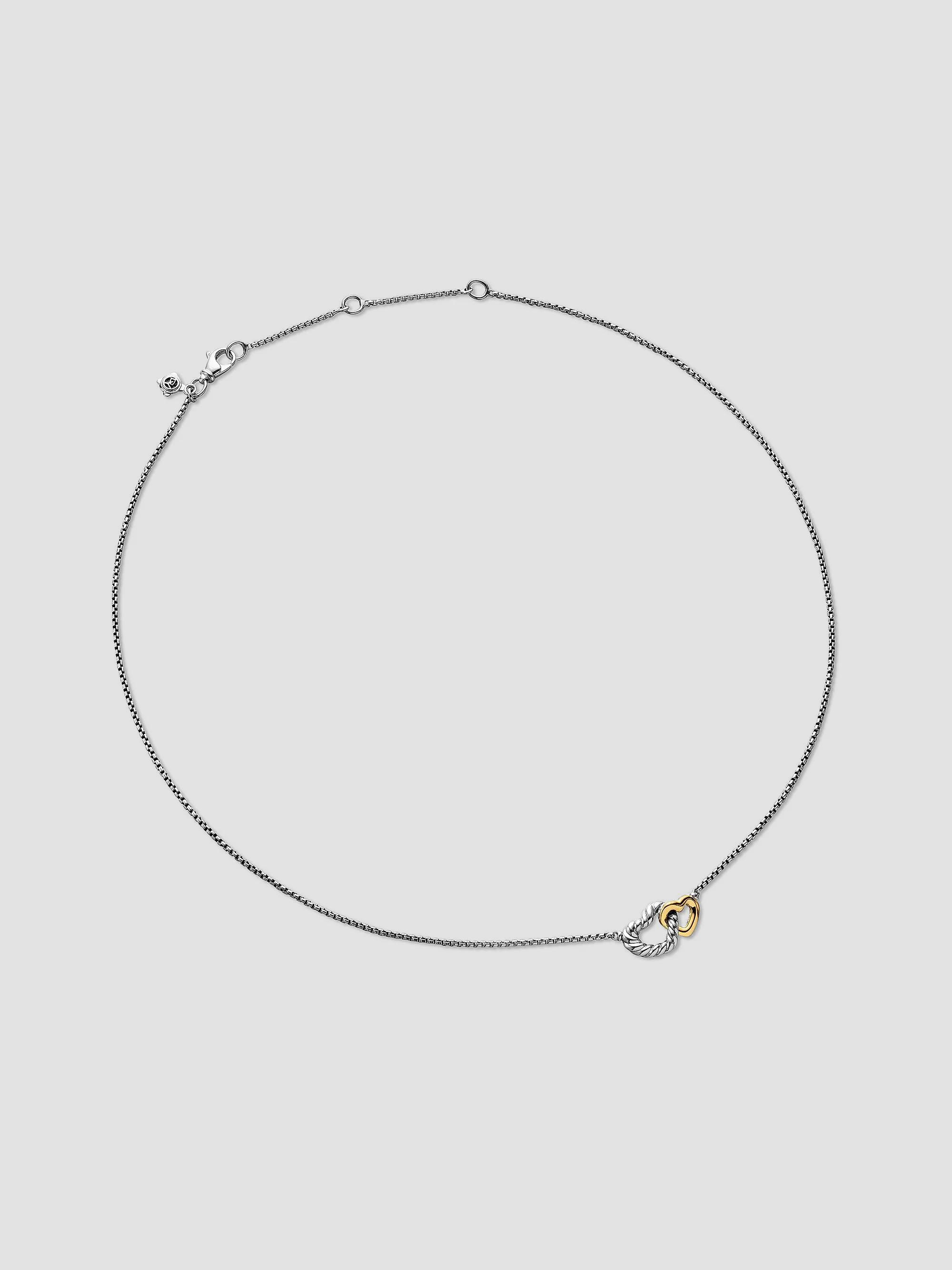 Cable Collectibles Interlocking Heart Necklace in Sterling Silver with 18K Yellow Gold