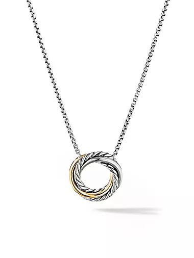Crossover Mini Pendant Necklace with 18K Yellow Gold