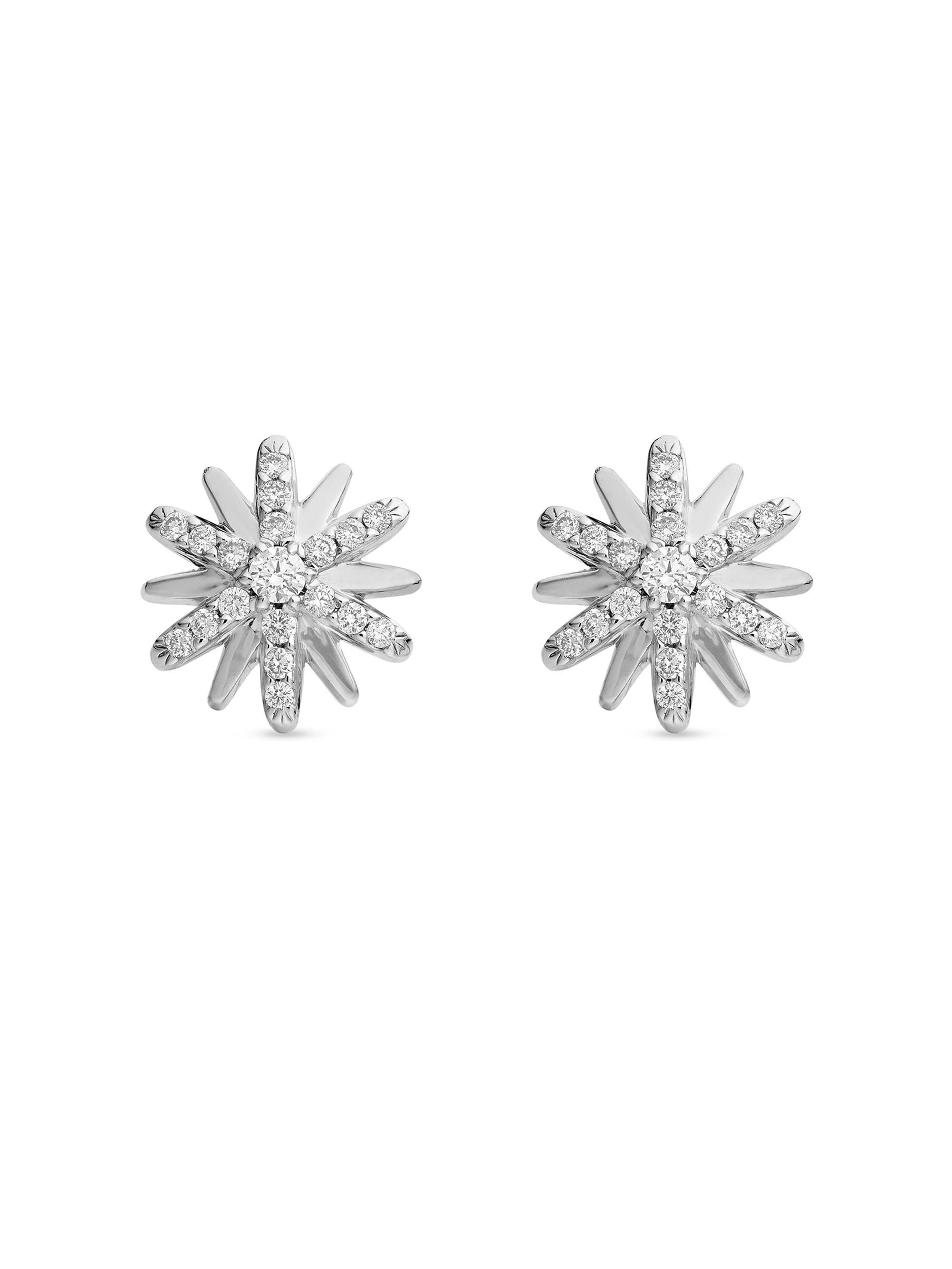 David Yurman Women's Petite Starburst Stud Earrings in Sterling Silver with Diamonds, 10mm - Diamond