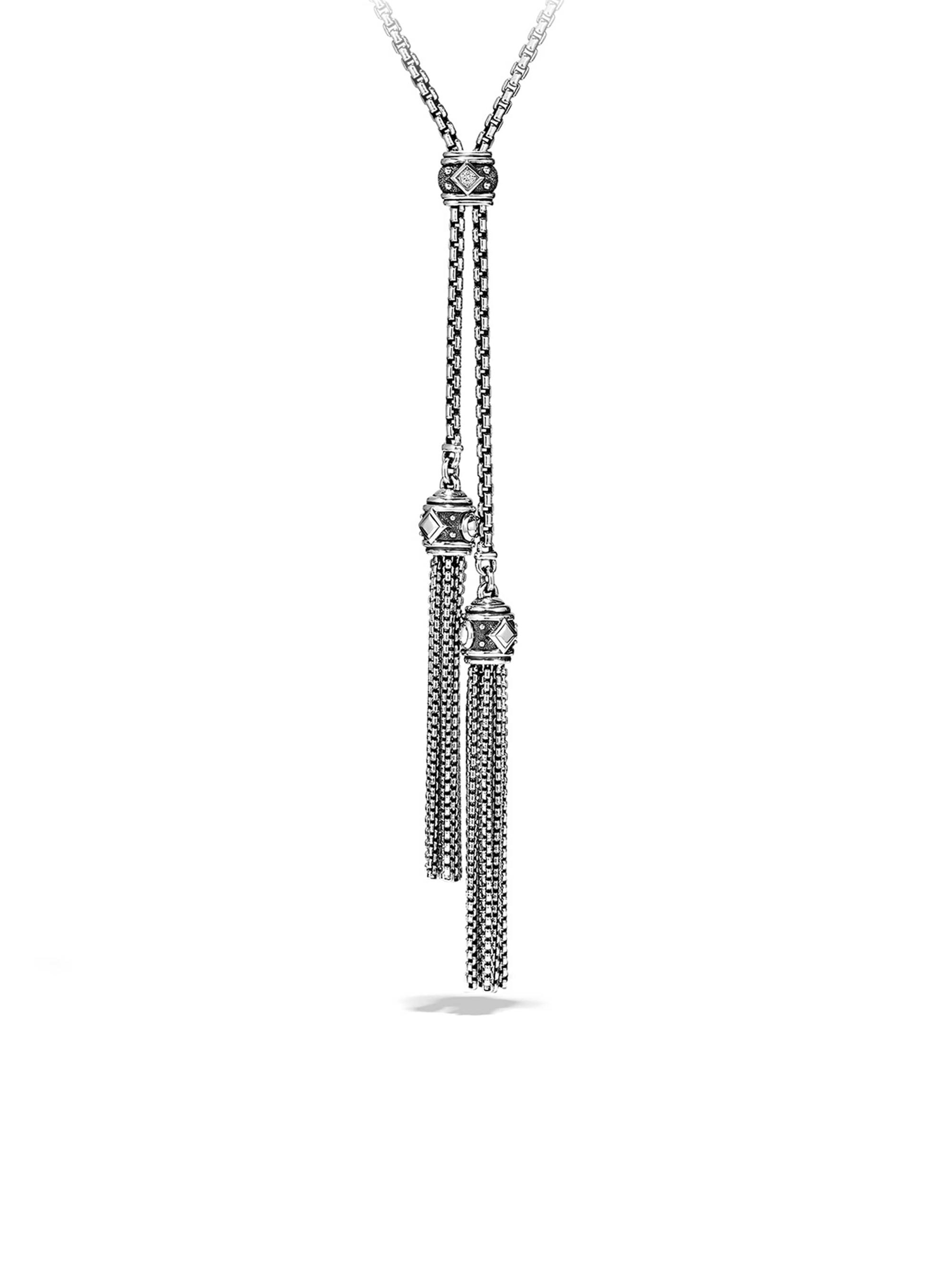 David Yurman Women's Renaissance Tassel Necklace in Sterling Silver with Diamonds - Diamond