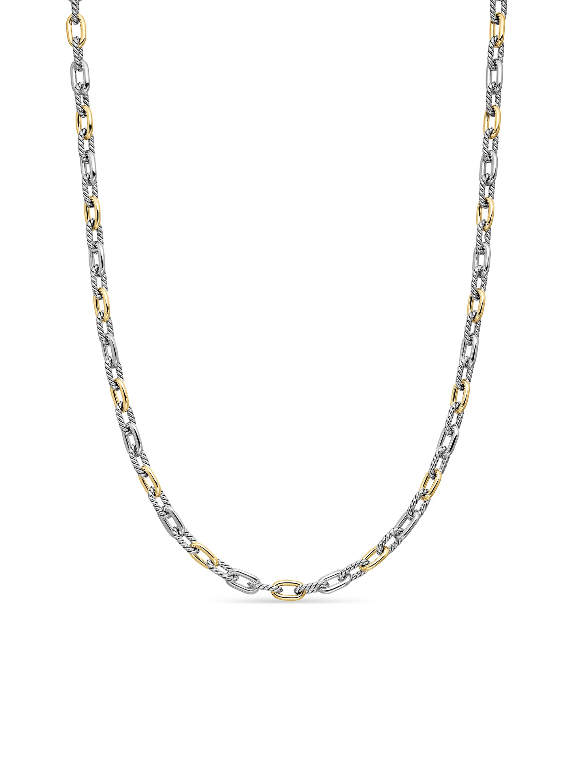David Yurman Women's Madison Chain Necklace in Sterling Silver with K Yellow Gold