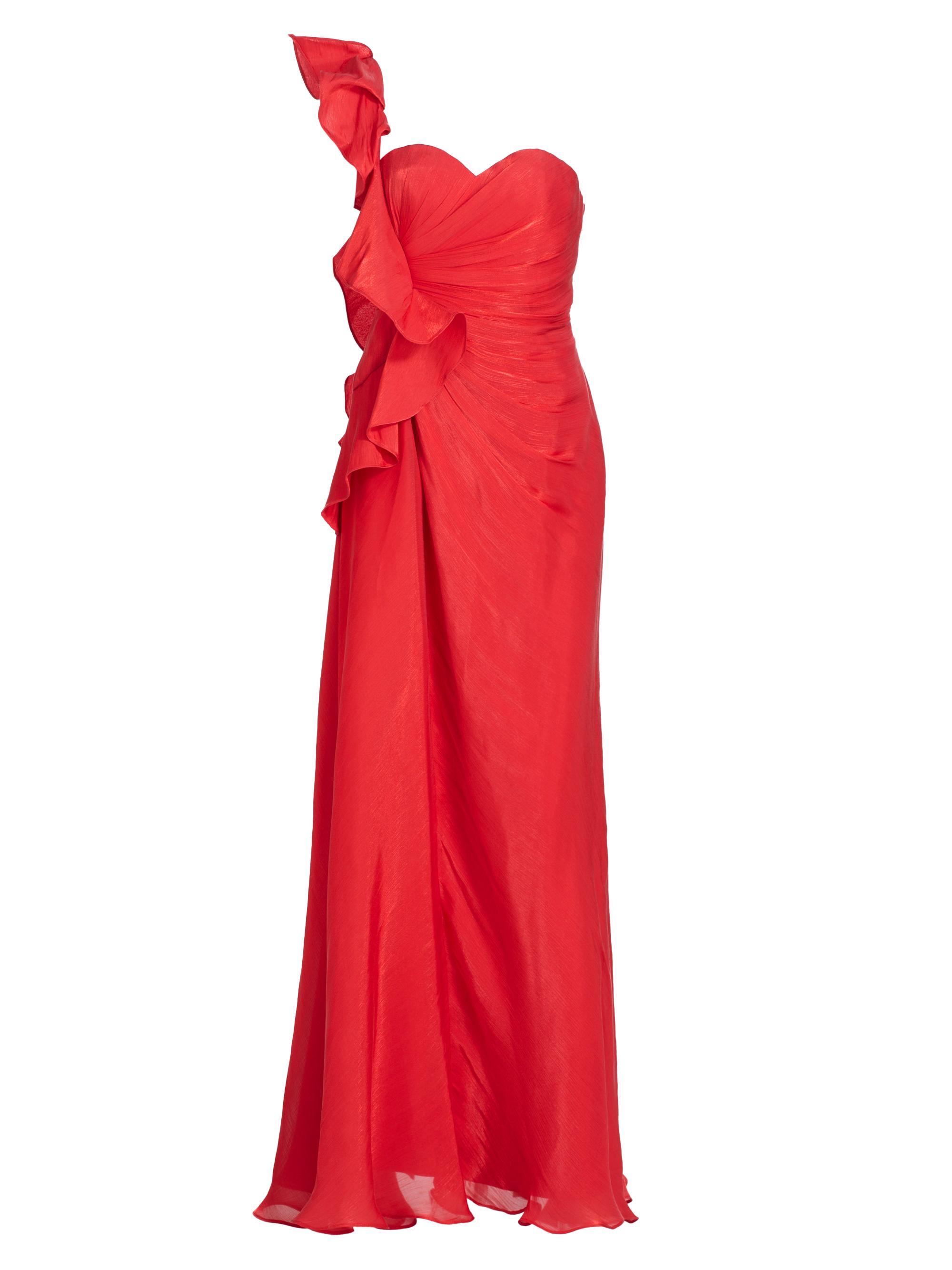 Badgley Mischka Women's Botanical Leaf One-Shoulder Gown - Poppy