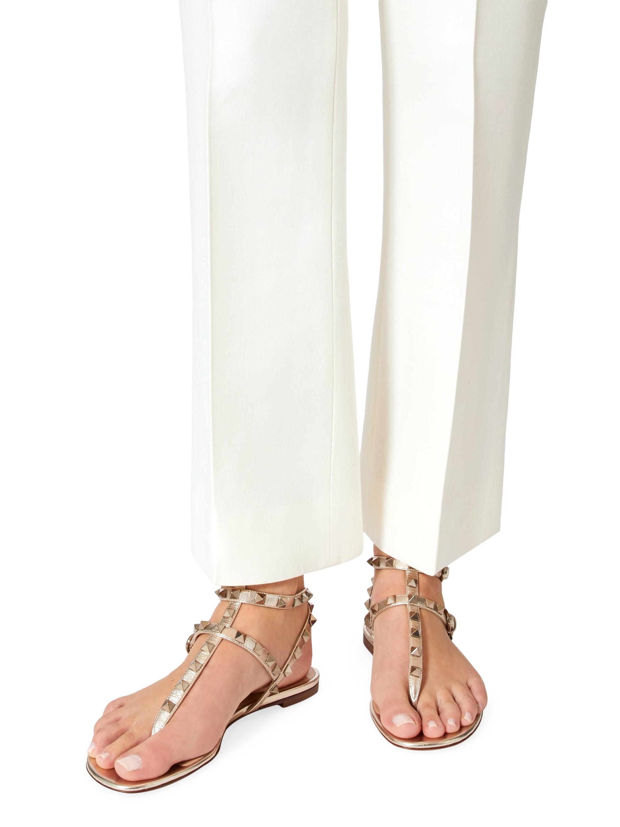 Rockstud metallic leather sandals