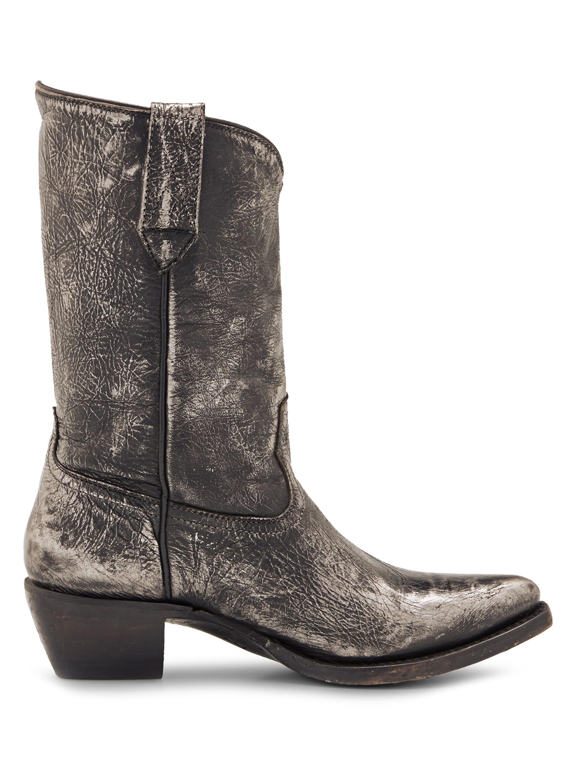Frye Women's Sacha Metallic Leather Western Boots - Dark Pewter