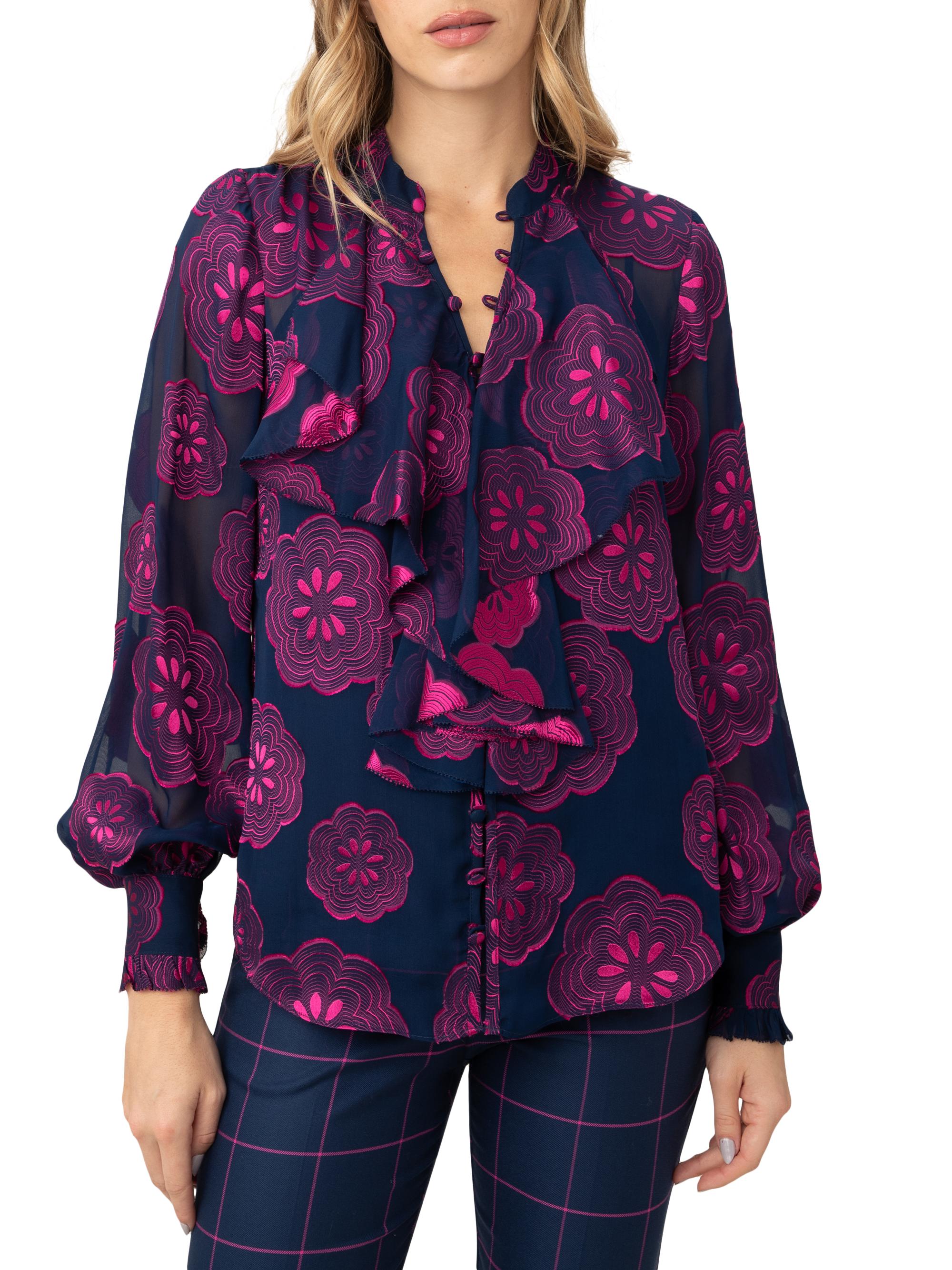 Trina Turk Women's St. Marks Ruffle Blouse - Ink Trina Pink