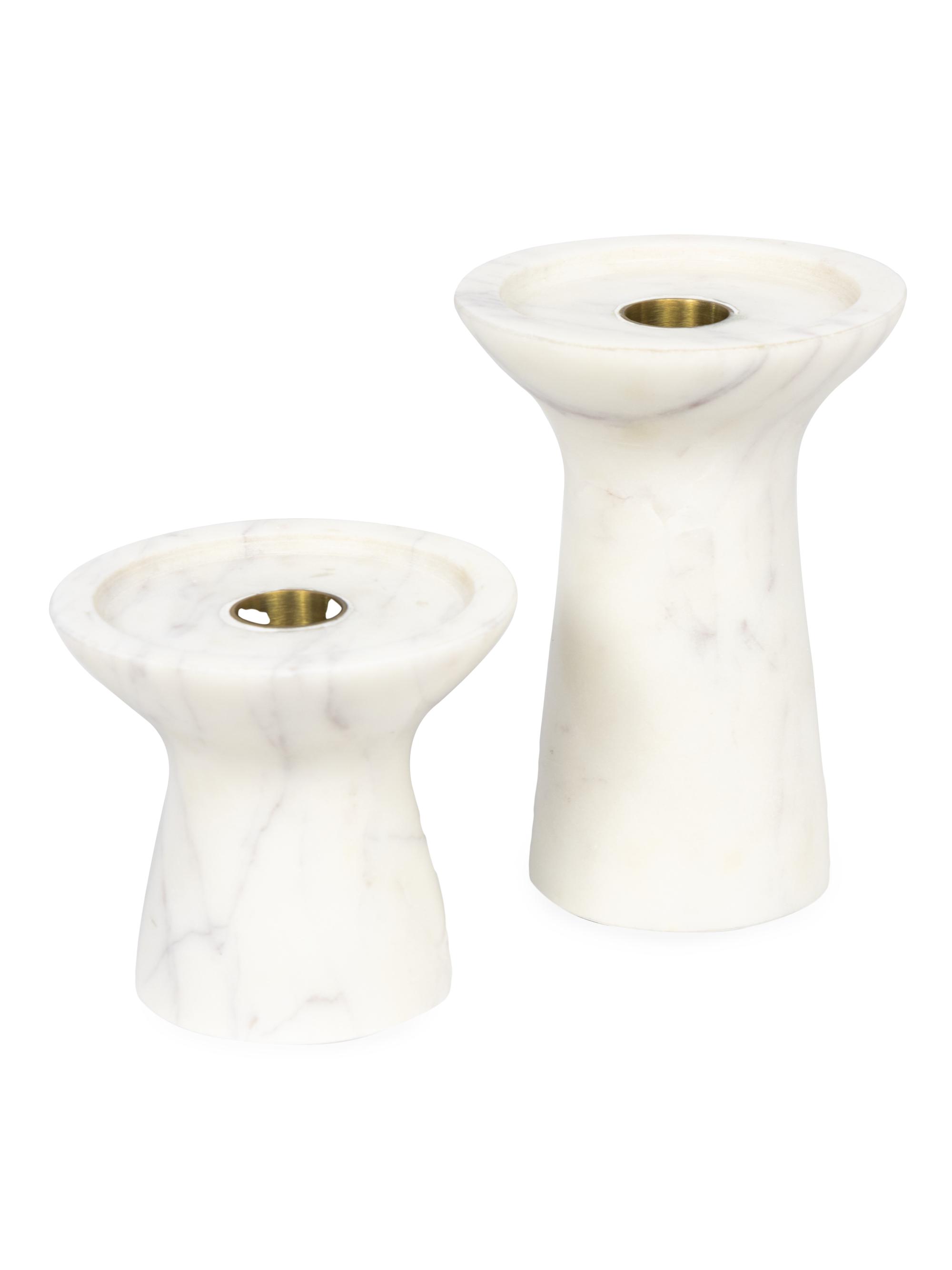 Regina Andrew Klein 2-Piece Marble Candle Holder Set - White