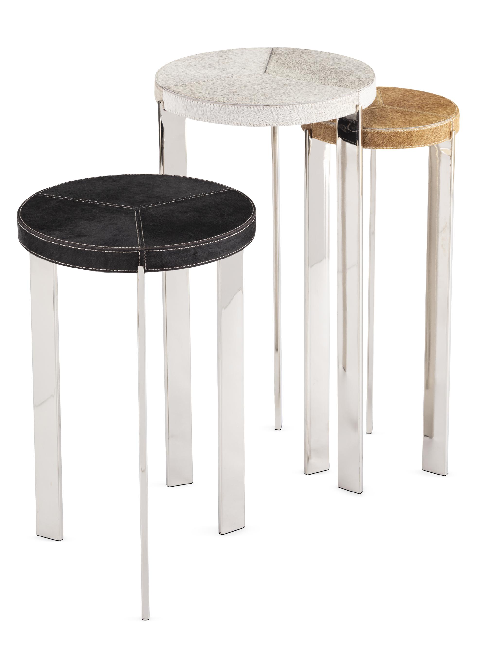 Regina Andrew Andres Hair-On Hide Mixer Table 3-Piece Set - Nickel