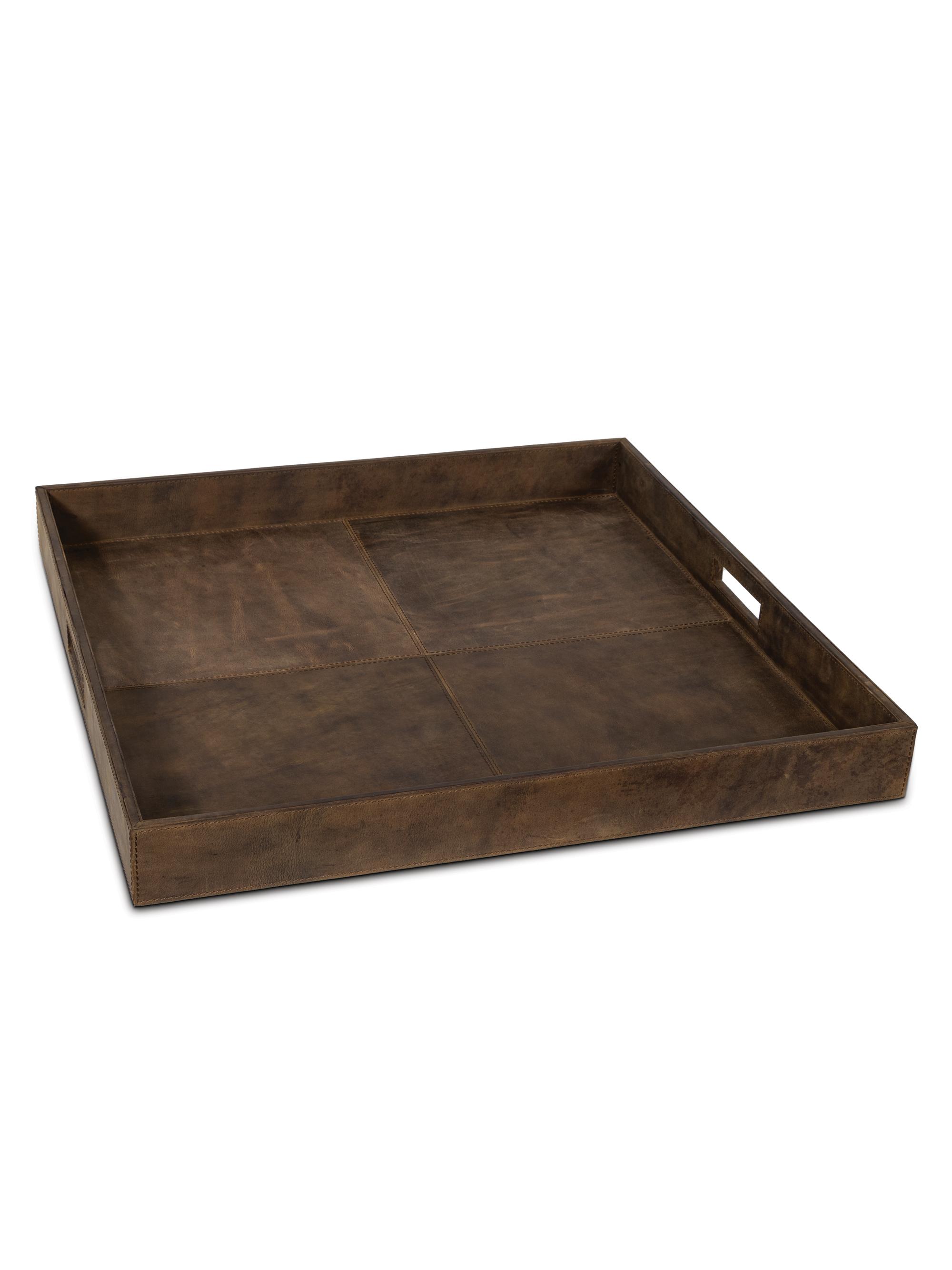 Regina Andrew Derby Square Leather Tray - Brown