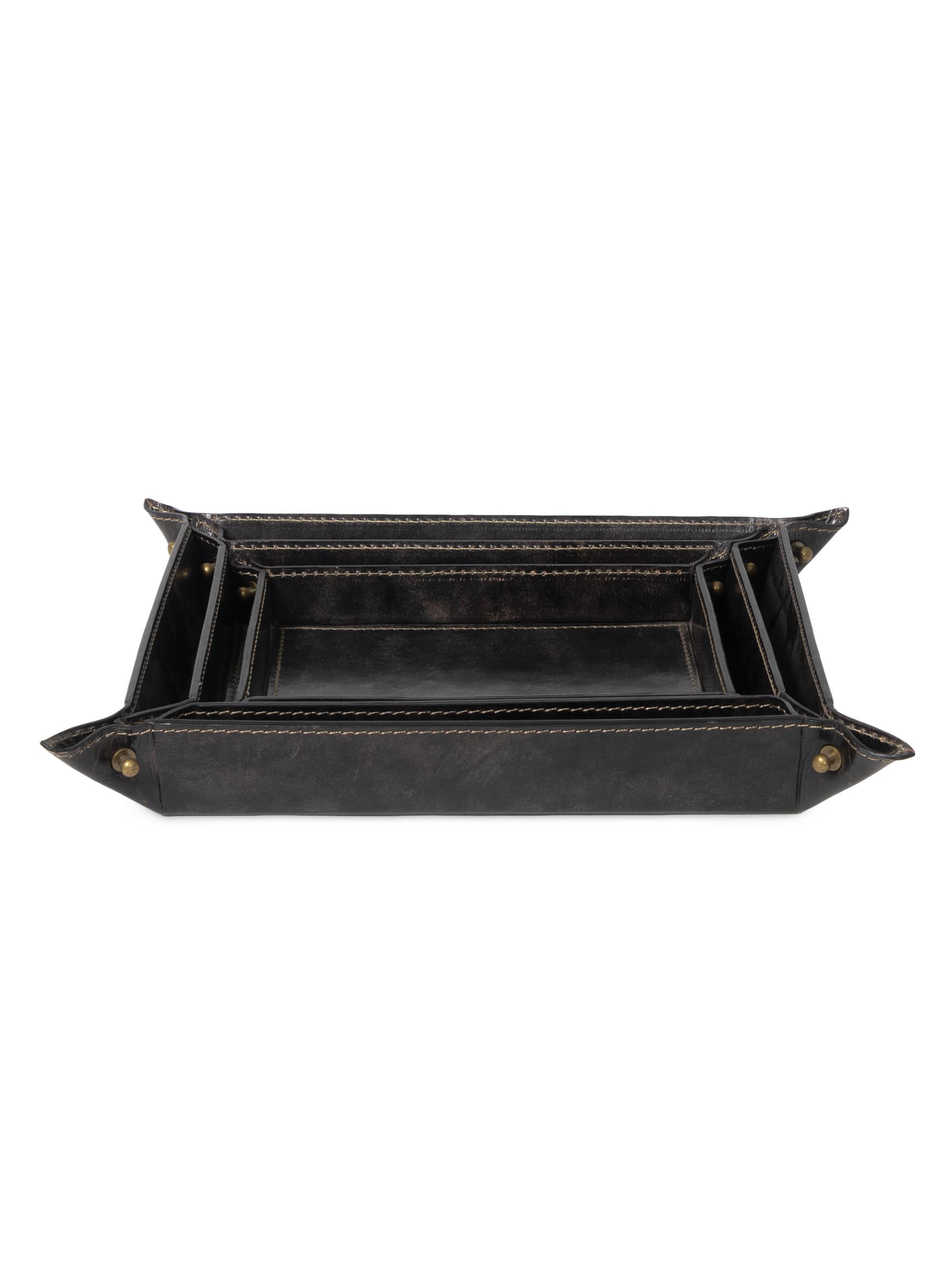 Regina Andrew Derby 3-Piece Leather Tray Set - Black