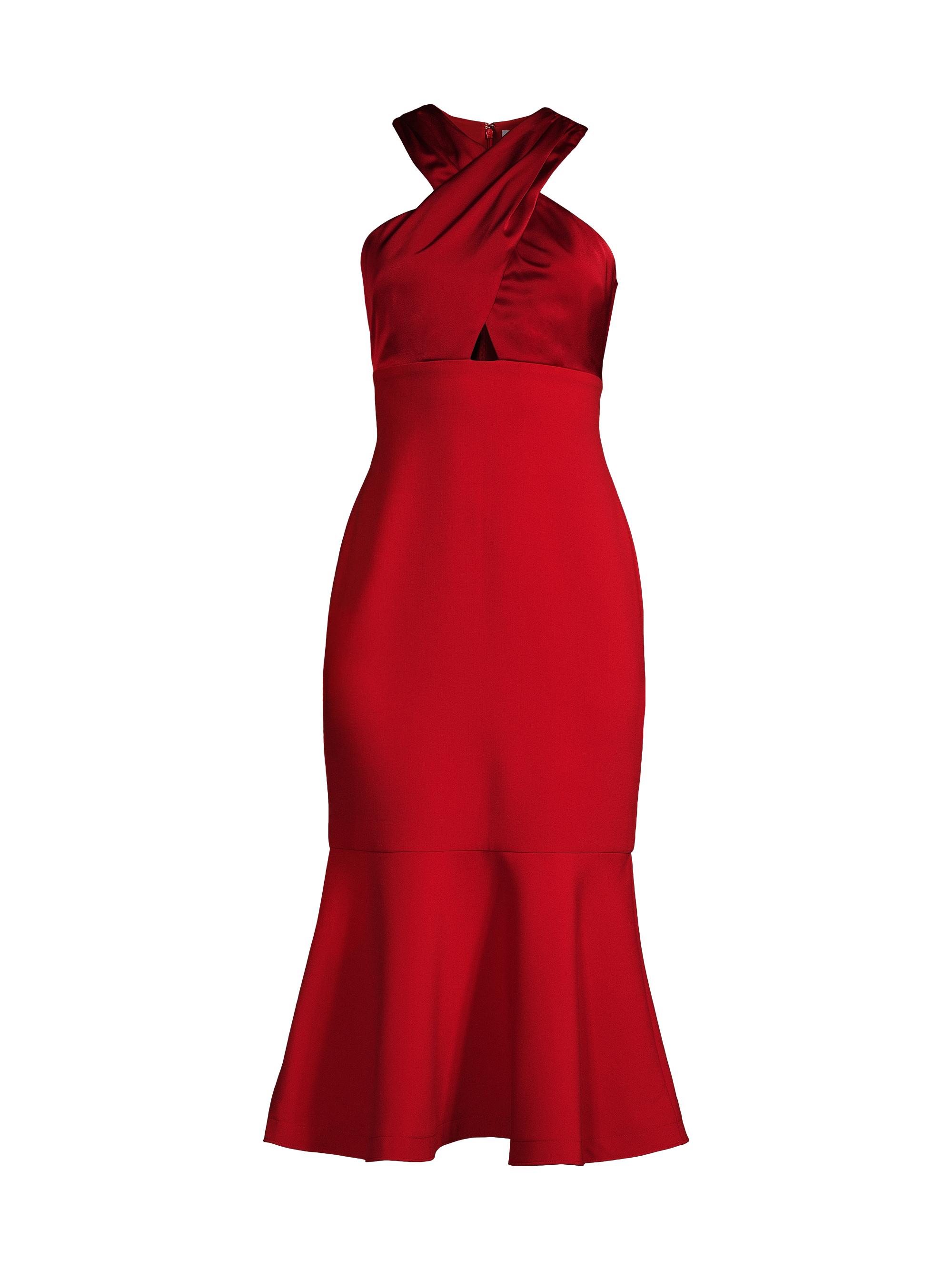 Likely Women's Solei Satin Halterneck Midi-Dress - Scarlet
