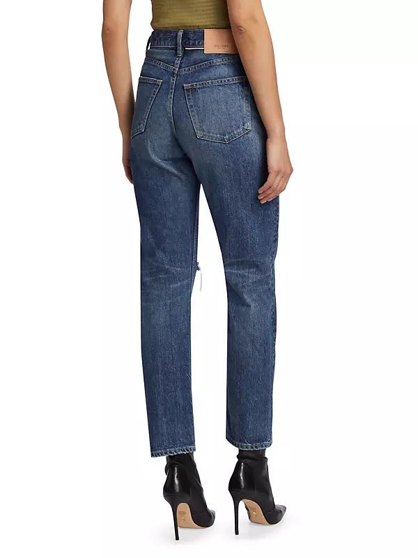 Shop Moussy Vintage Widstoe High-Rise Distressed Straight-Leg 