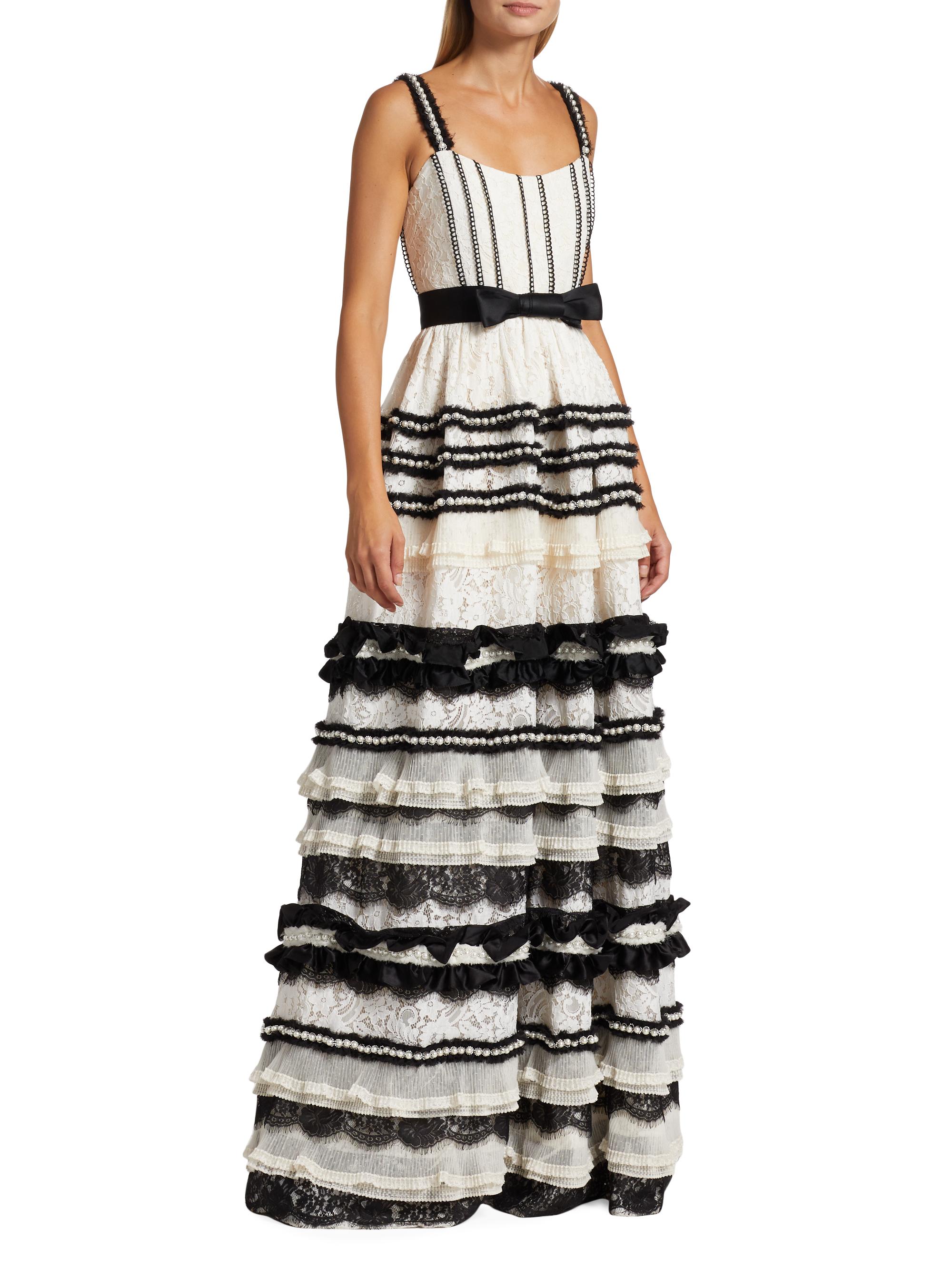 valentino sheer lace dress Valentino Multi-Lace Sheer Panel Gown  MSA Haute Couture