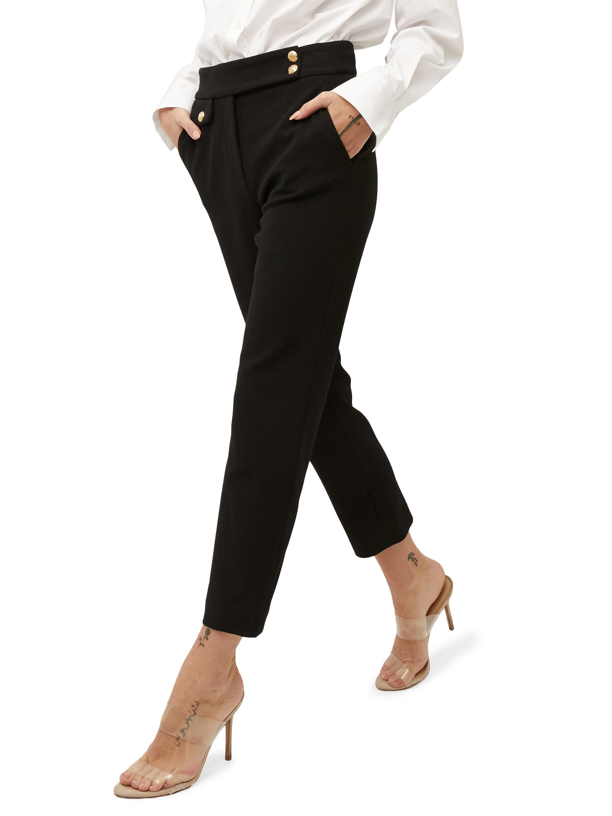 Veronica Beard Women's Renzo Straight-Leg Ankle-Crop Pants - Black Gold | Thumbnail 4
