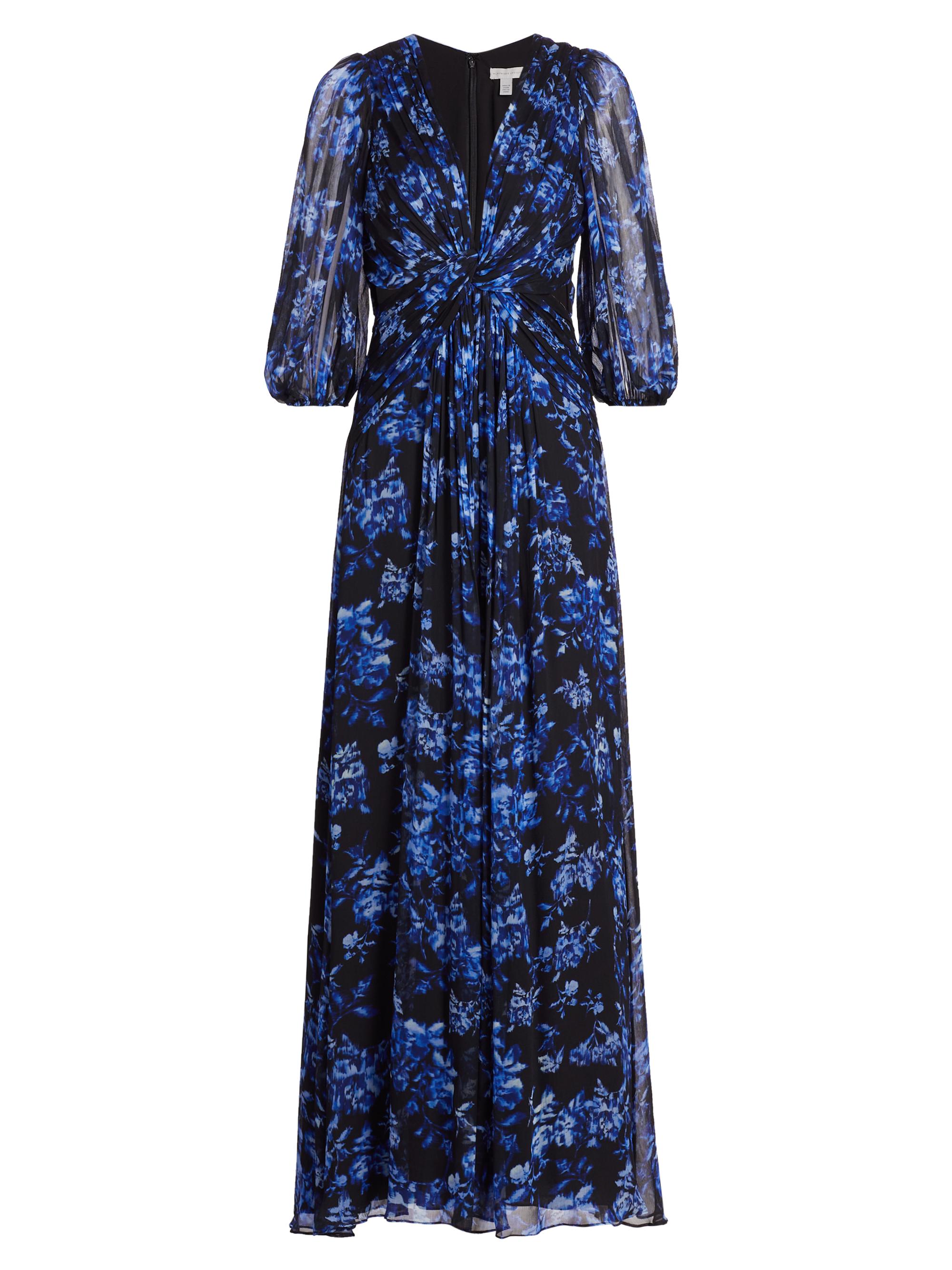 ML Monique Lhuillier Women's Floral Knot-Front Maxi Dress - Ikat Toile