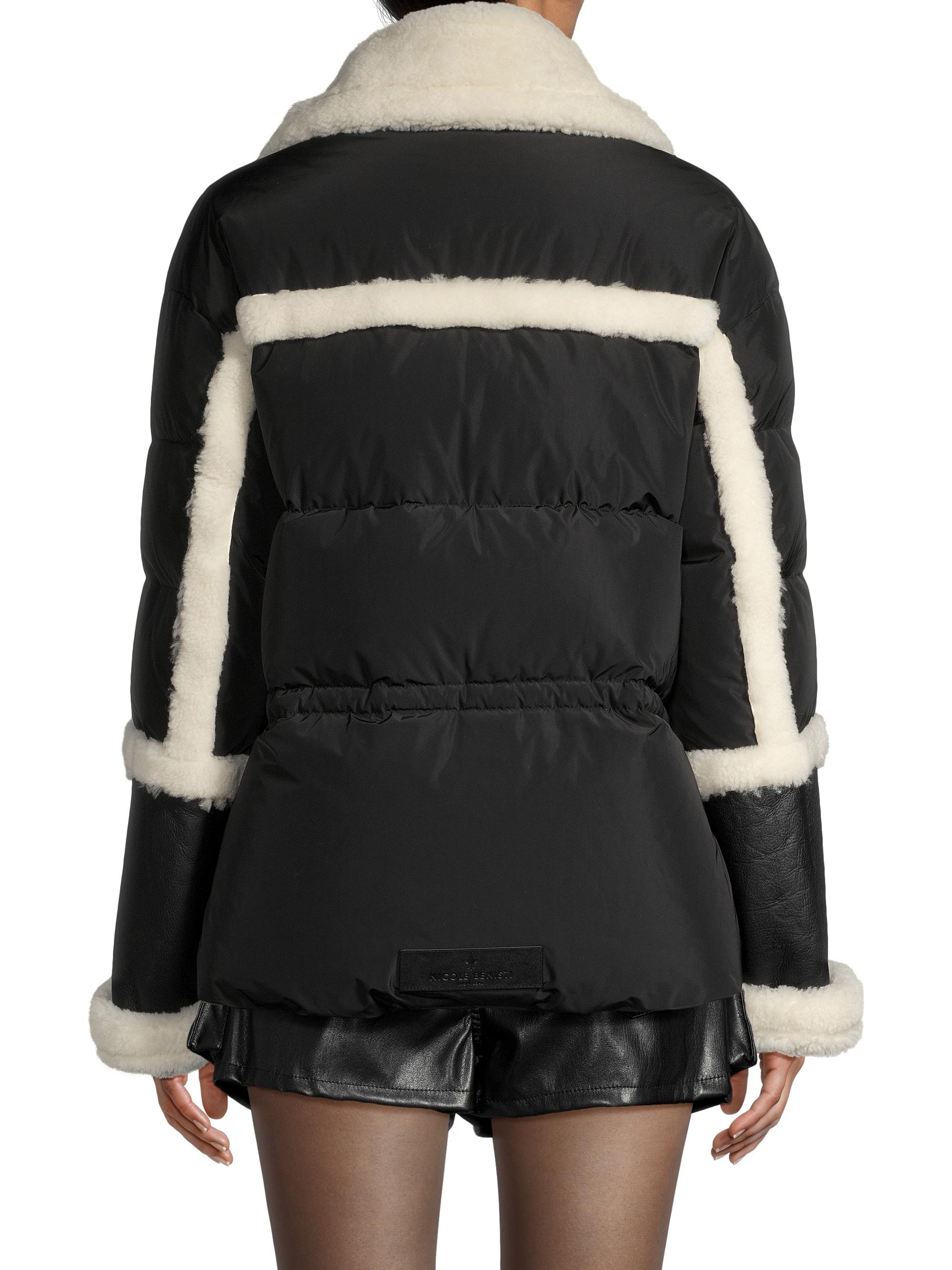 Nicole Benisti Mixed Media Shearling Down Moto Jacket | Saks Fifth