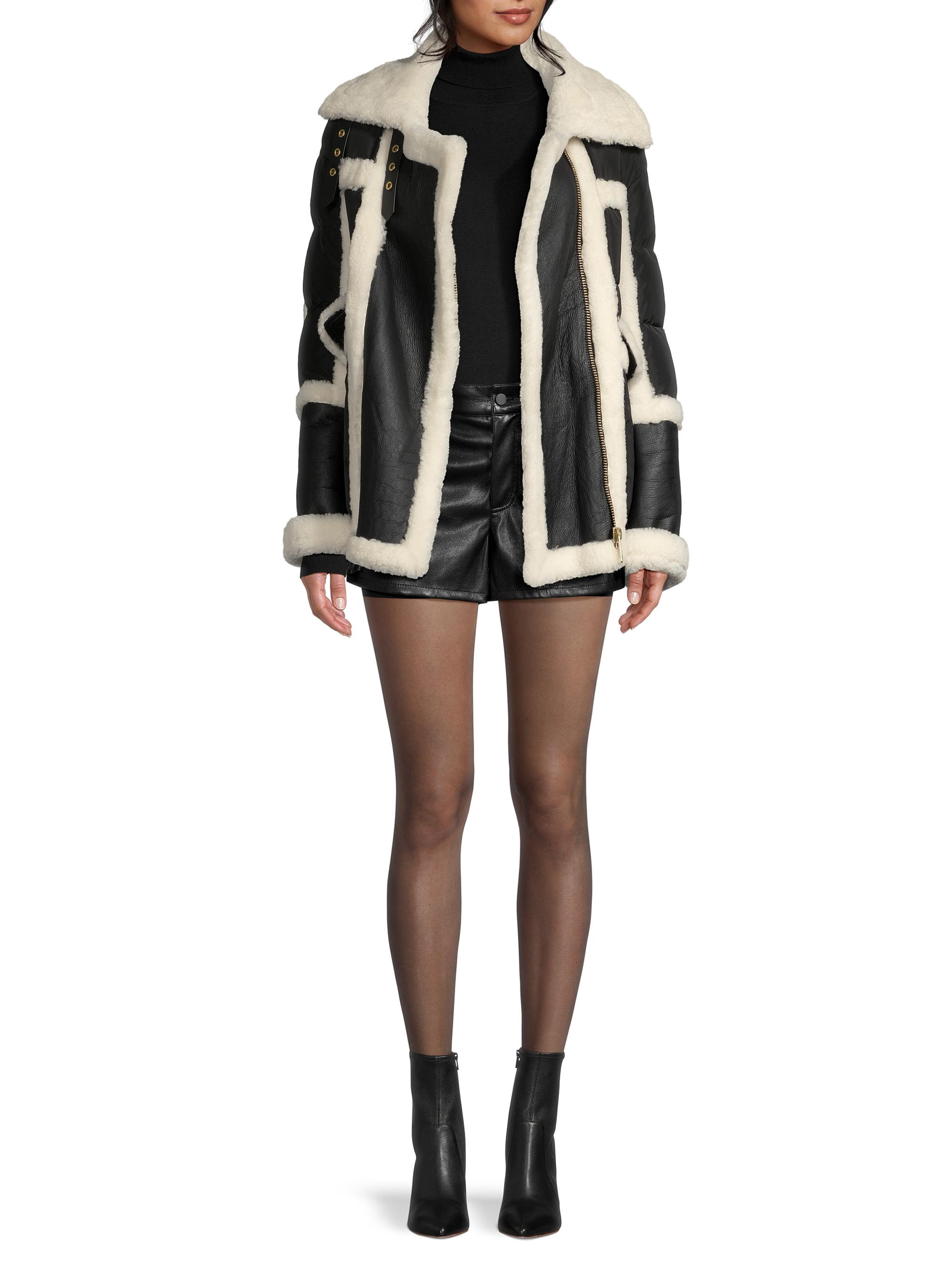 Nicole Benisti Mixed Media Shearling Down Moto Jacket | Saks Fifth