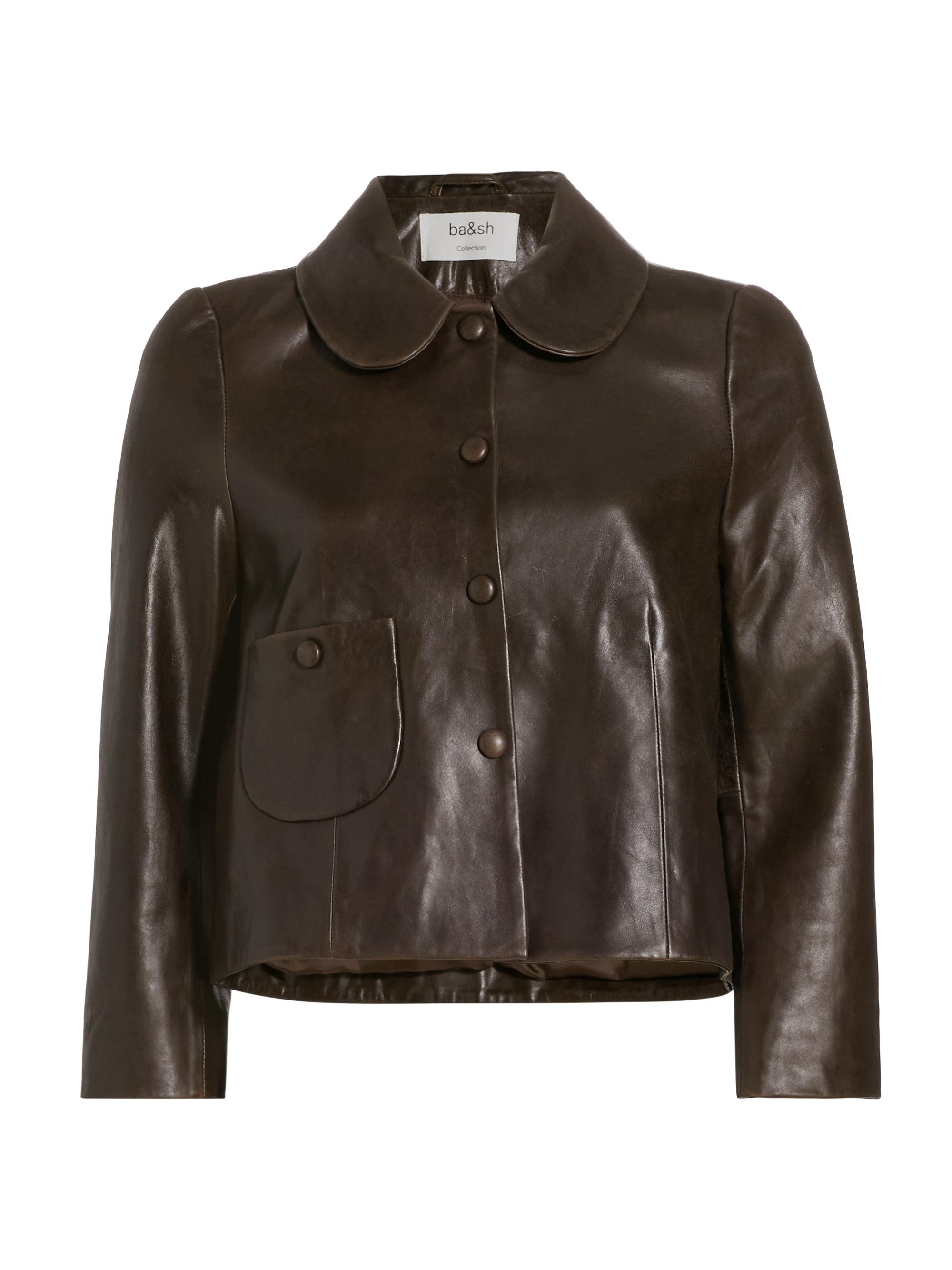 ba & sh Women's Milos Pleated Leather Jacket - Marron