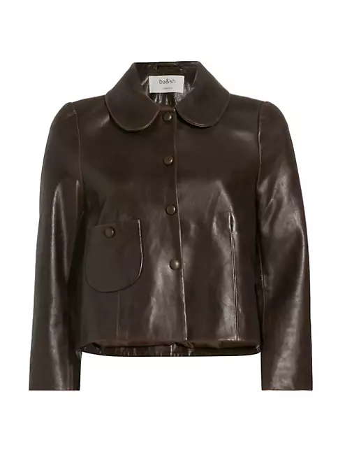 Shop ba&sh Milos Pleated Leather Jacket | Saks Fifth Avenue