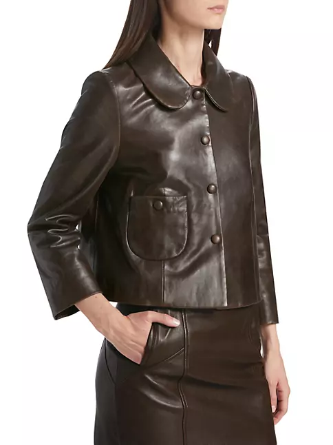 Shop ba&sh Milos Pleated Leather Jacket | Saks Fifth Avenue
