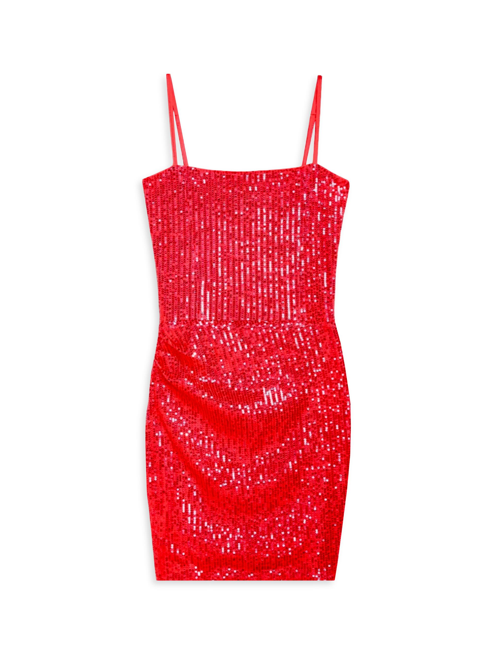KatieJ NYC Girl's Maddy Sequin Dress - Ruby