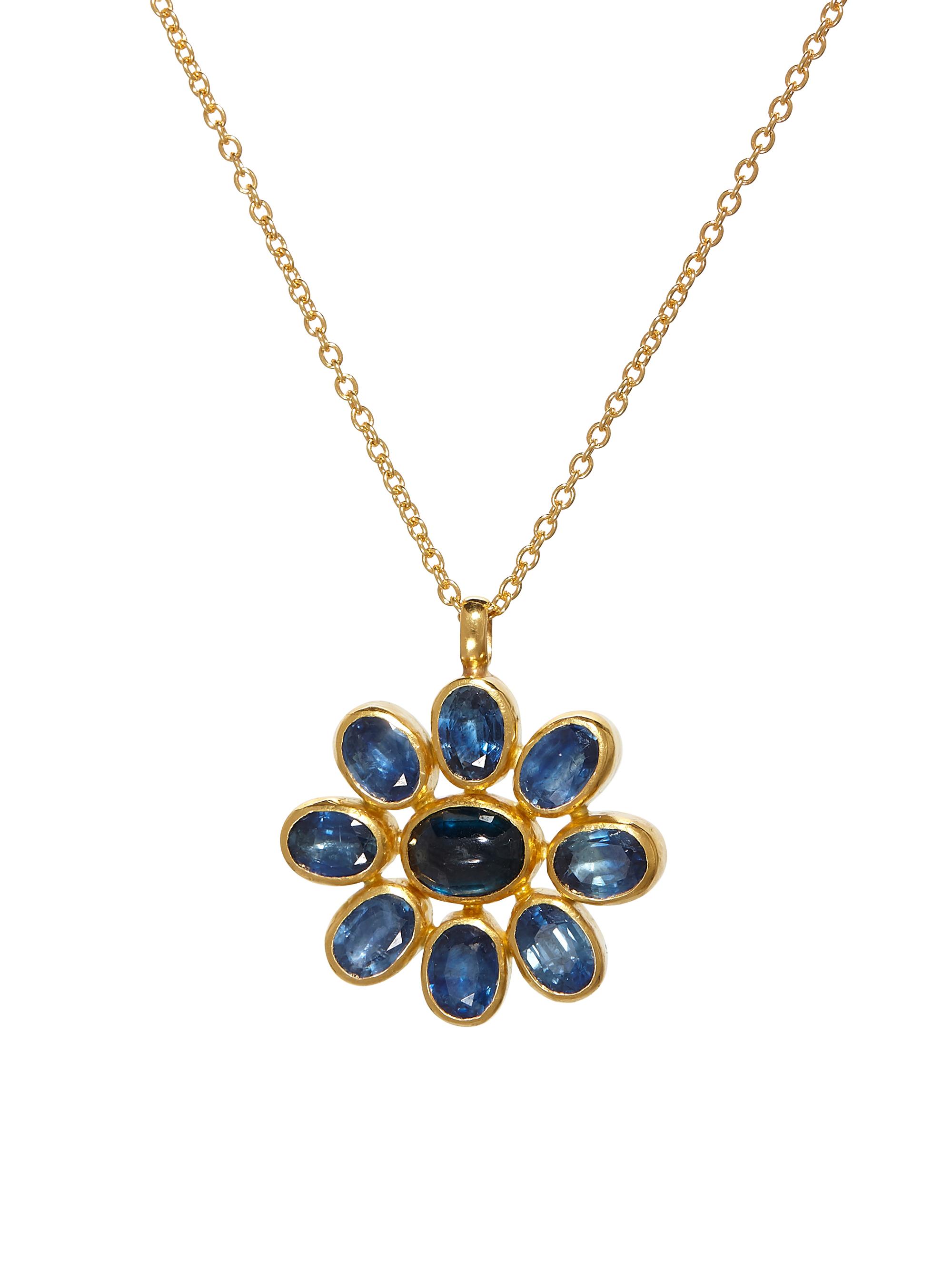 Gurhan Women's Pointelle 22K & 24K Yellow Gold & Blue Sapphire Pendant Necklace - Gold