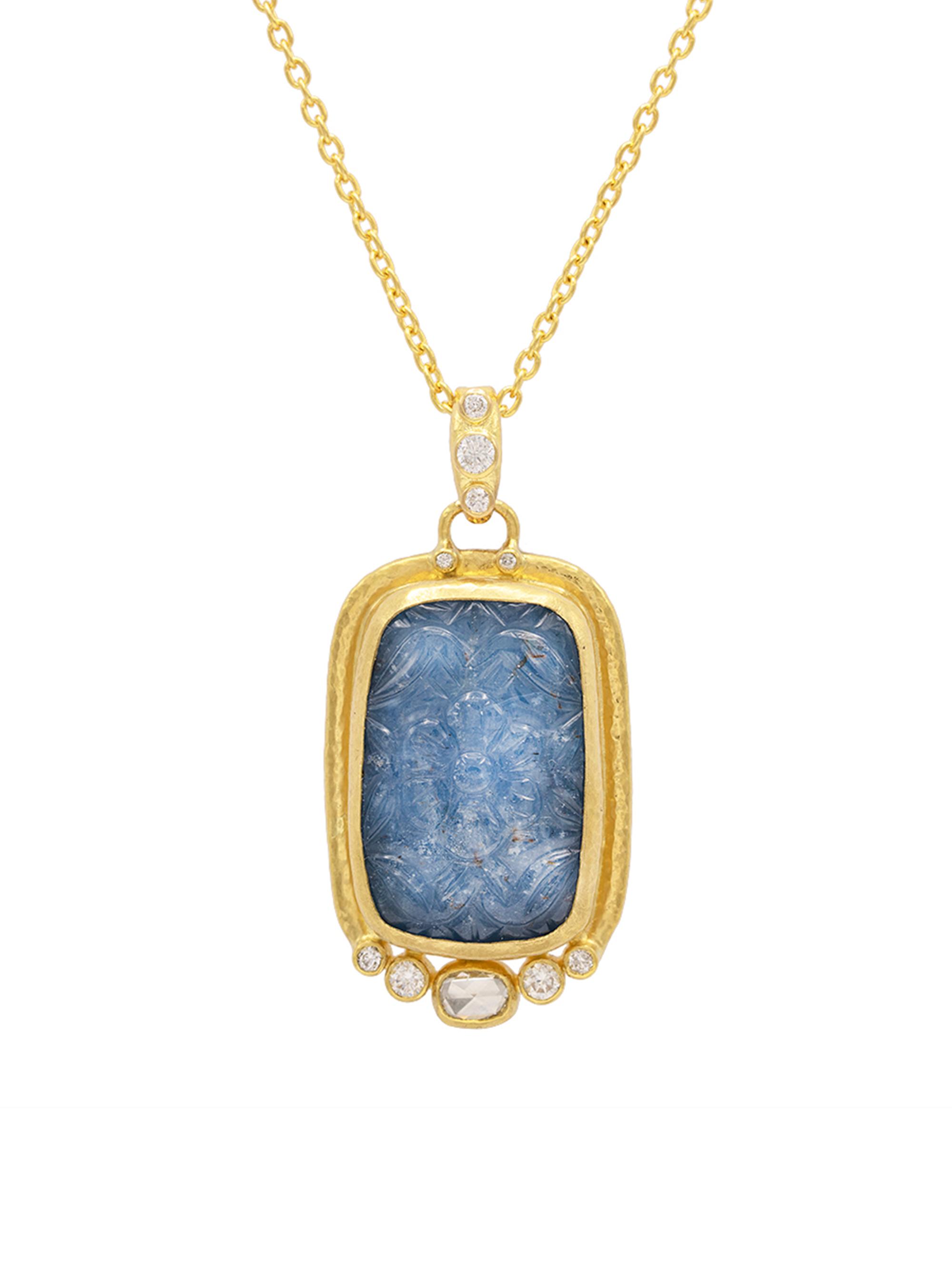 Gurhan Women's Muse 22K & 24K Yellow Gold, Aquamarine & 0.928 TCW Diamond Pendant Necklace - Gold