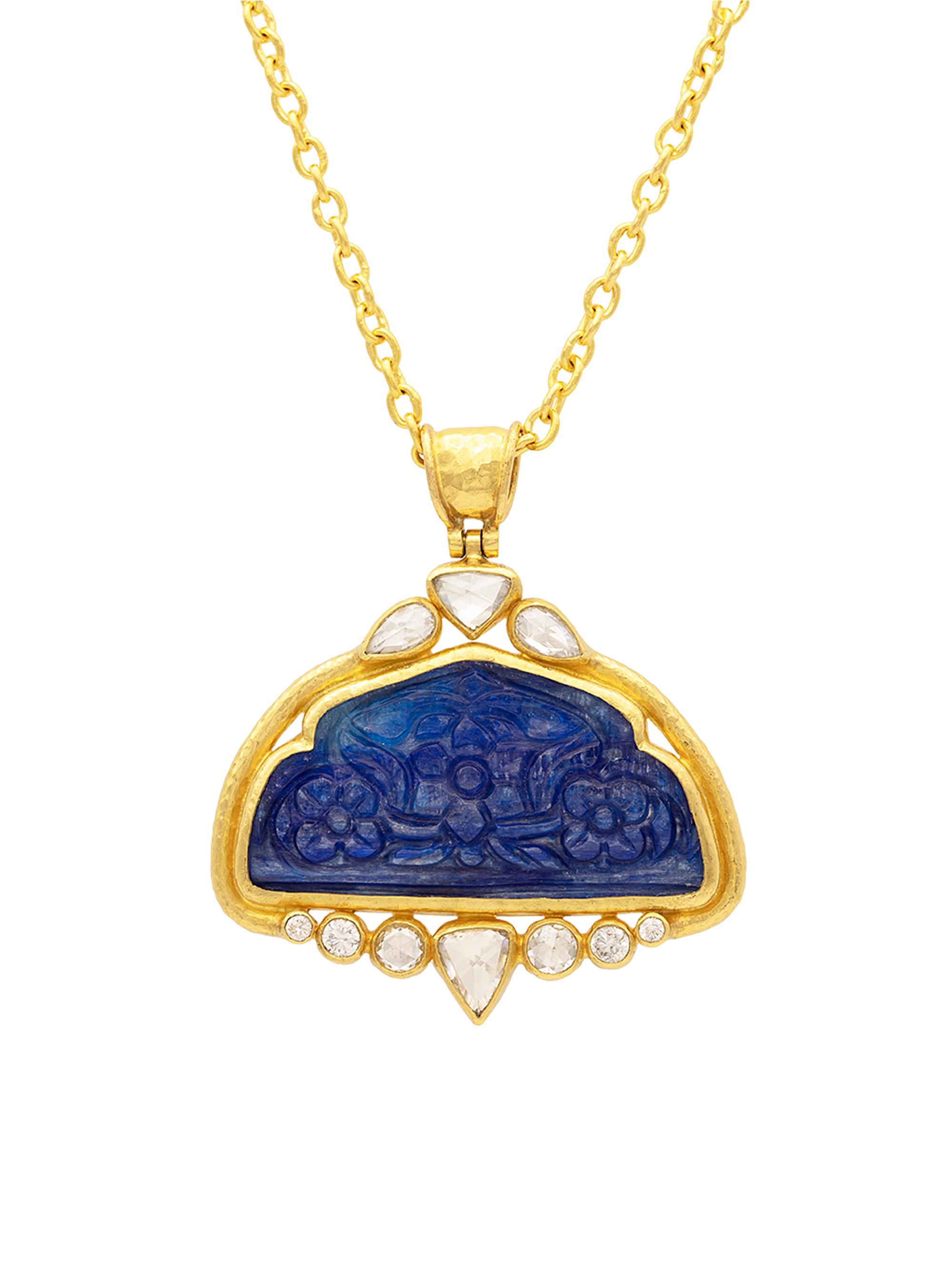 Gurhan Women's Muse 22K & 24K Yellow Gold, Kyanite & 1.3 TCW Diamond Pendant Necklace - Gold