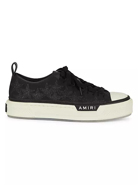 Shop Amiri Court Embellished Leather Low-Top Sneakers