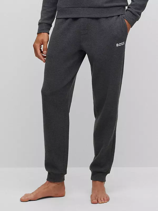 Shop BOSS Organic-Cotton-Blend Waffle Tracksuit Bottoms With Logo | Saks  Fifth Avenue