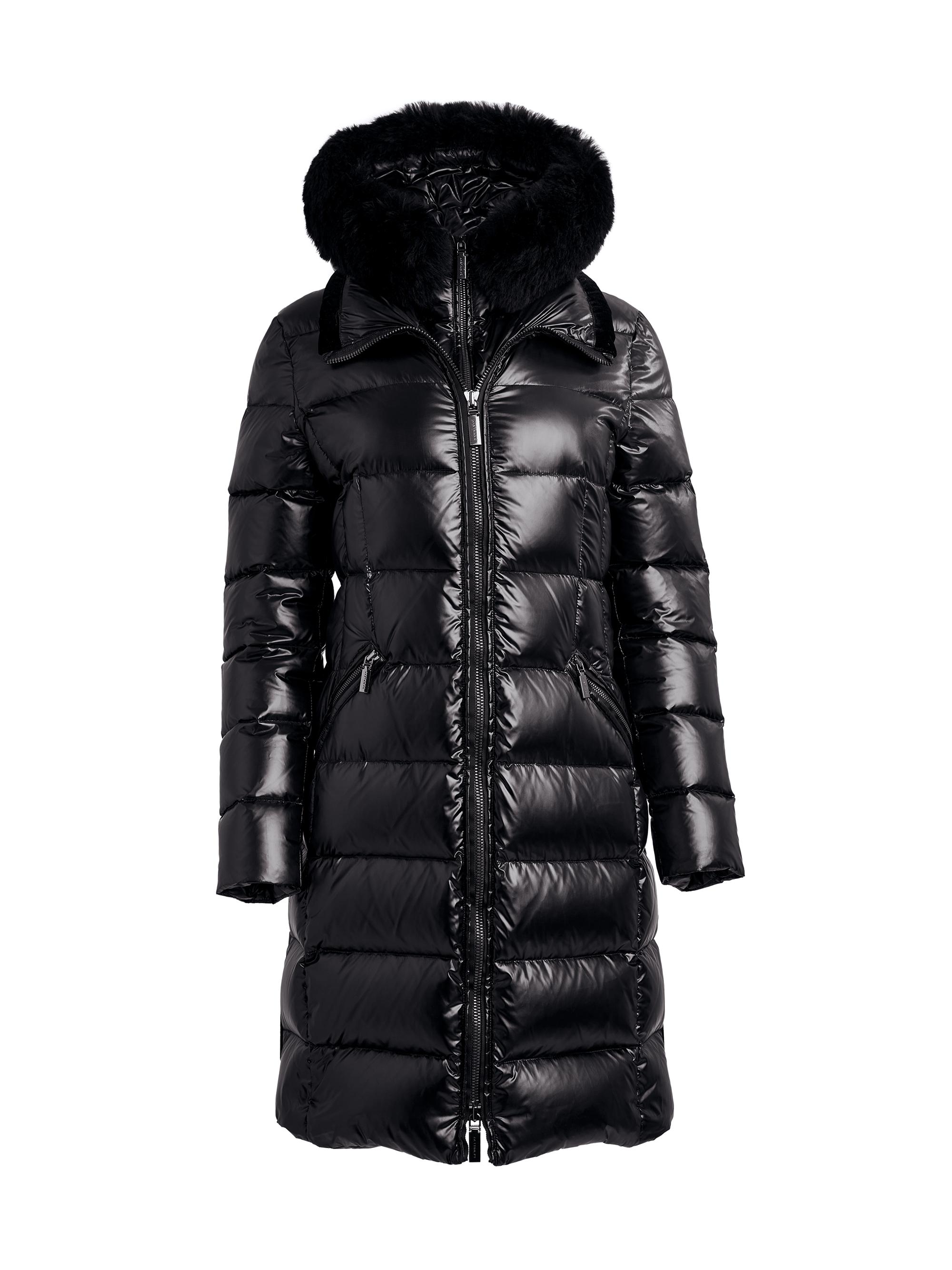 Dawn Levy Women's Kat Shearling-Trimmed Puffer Coat - Black