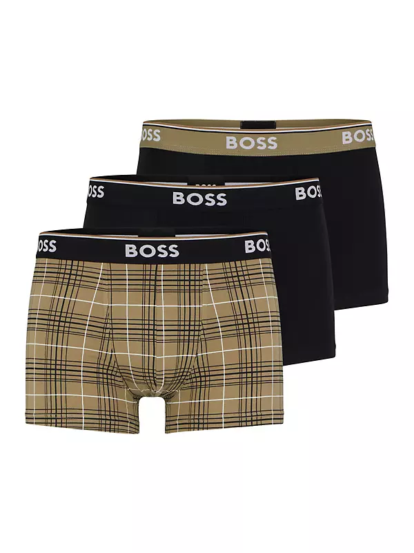 Shop BOSS Three-Pack of Logo-Waistband Trunks in Stretch Cotton