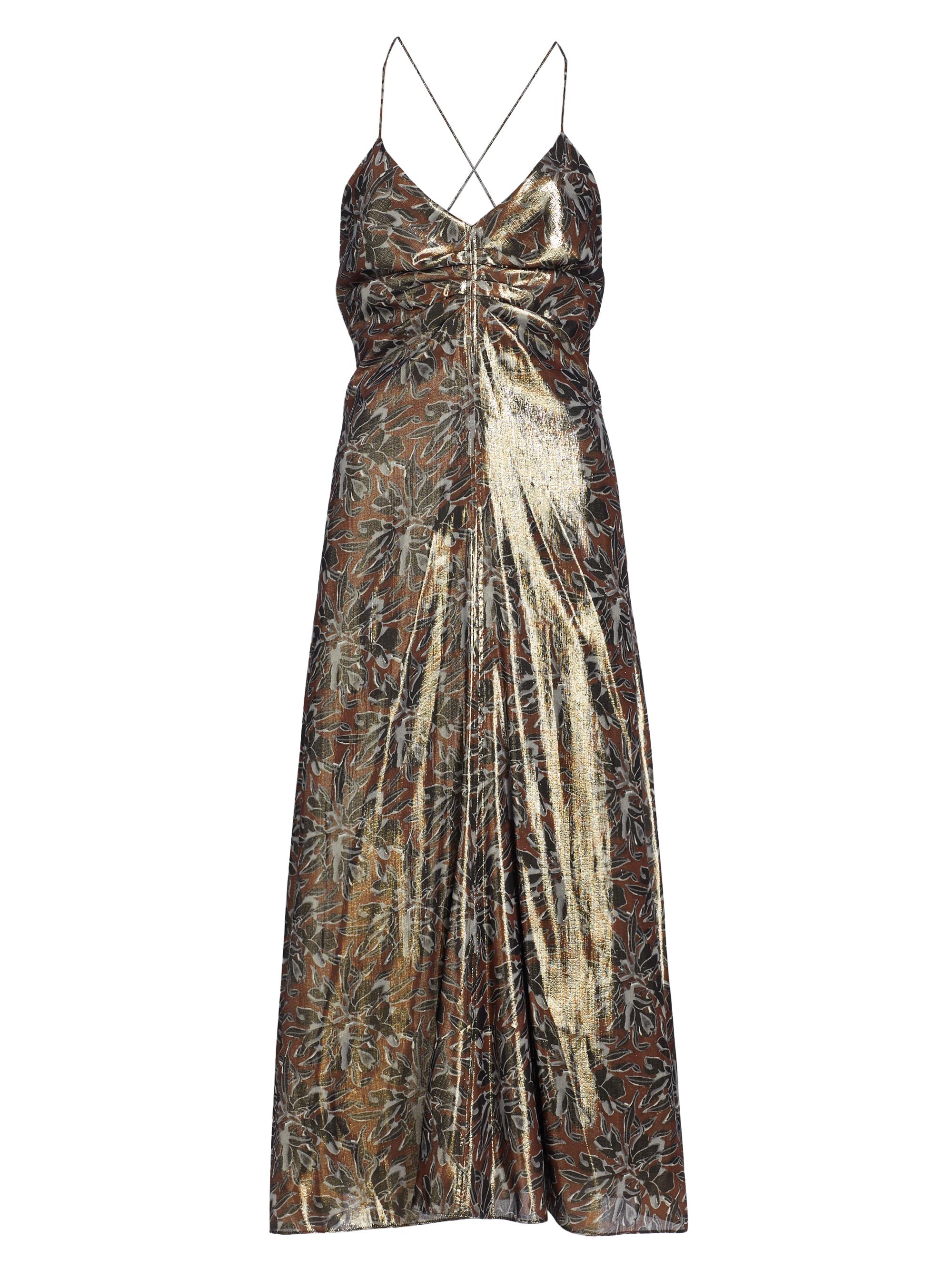 Tanya Taylor Women's Meredith Metallic Silk-Blend Midi-Dress - Espresso Multi