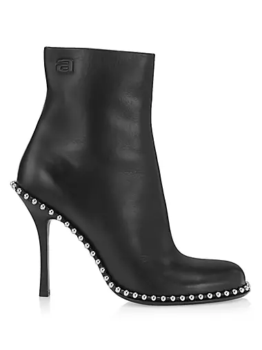 Nova 105MM Bead-Adorned Leather Ankle Boots