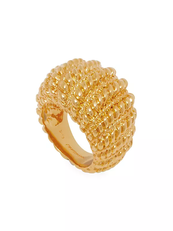 Twisted Rope 20K-Gold-Plated Domed Ring