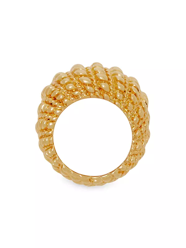 Twisted Rope 20K-Gold-Plated Domed Ring
