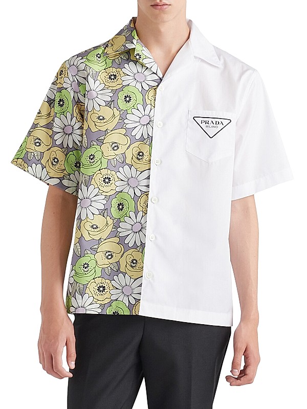 Shop Prada Double Match Cotton Shirt | Saks Fifth Avenue Shop Prada Double Match Cotton Shirt | Saks Fifth Avenue