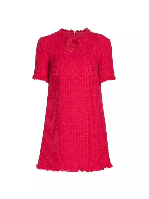 Oscar de La Renta Women's Bouclé Tweed Shift Dress - Cerise - Size 4