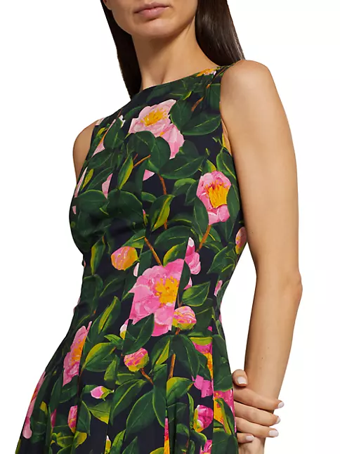 Oscar de la Renta Women's Camellia Print Fit & Flare Dress