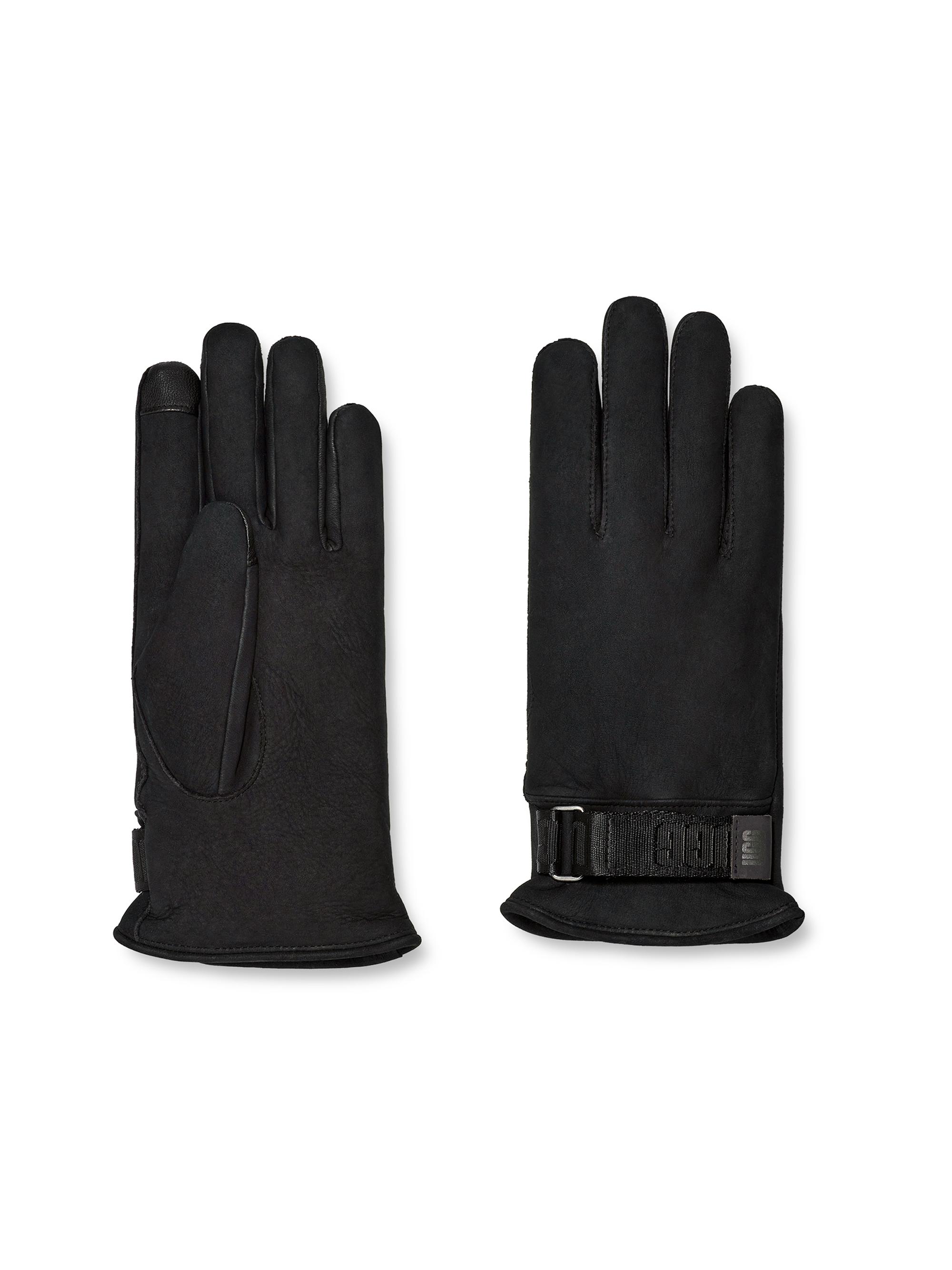 UGG Men's Unisex Logo Suede Webbing Gloves - Black