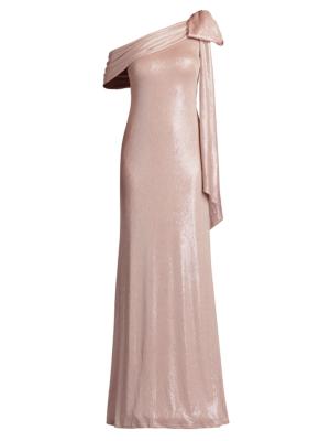 Tadashi Shoji Metallic Draped Bow Gown | Saks Fifth Avenue