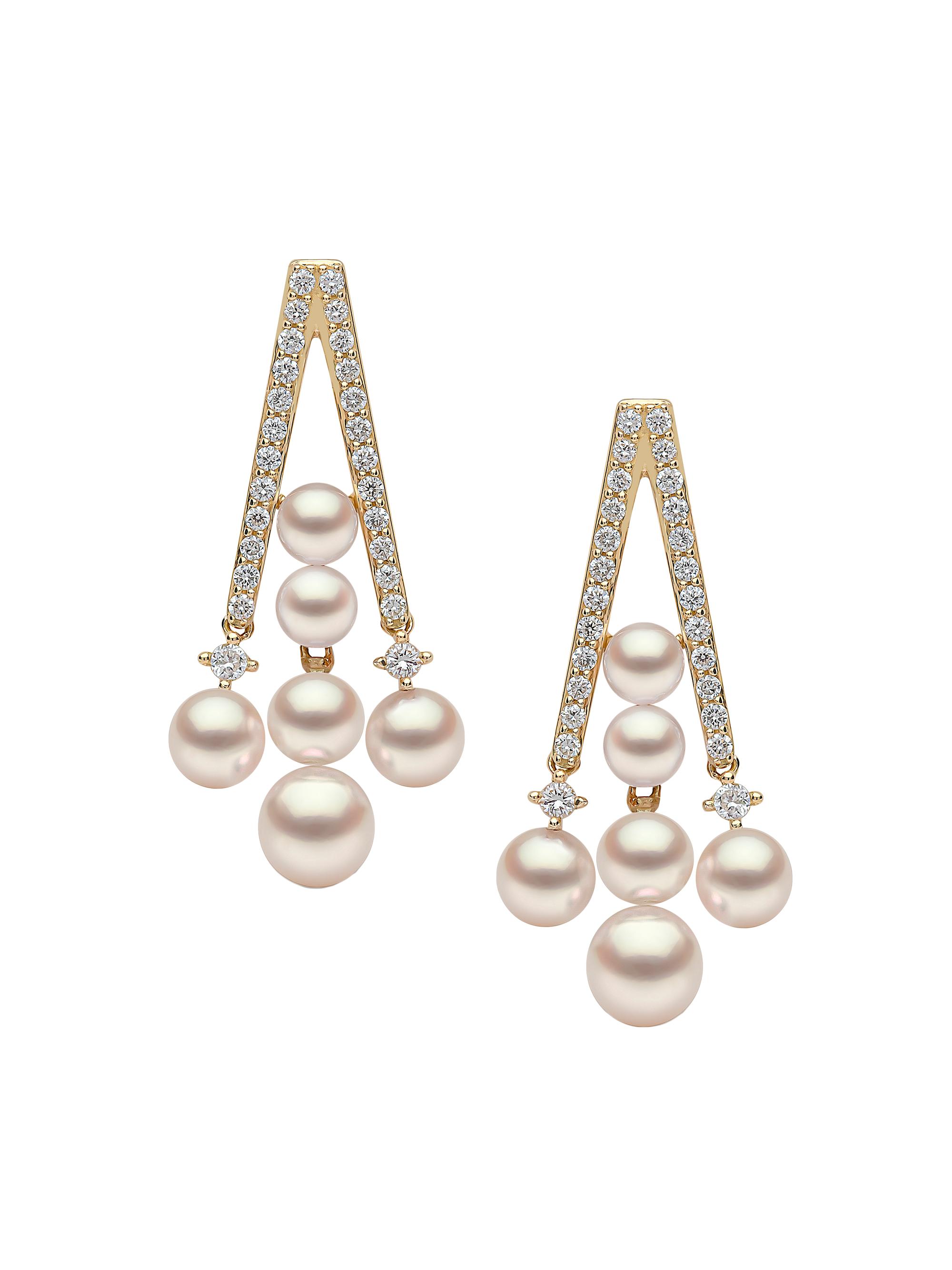 Yoko London 18kt white Eclipse Akoya pearl and diamond hoop earrings - Silver