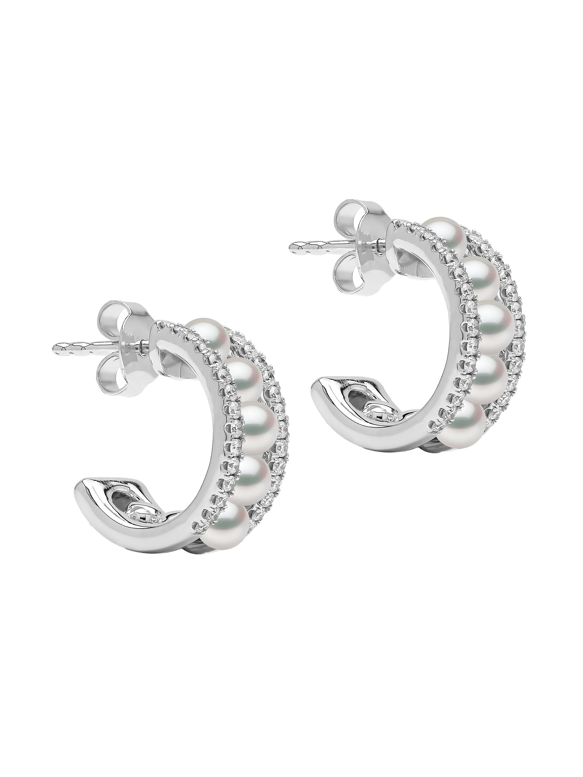 Yoko London 18kt yellow gold Eclipse Akoya pearl and diamond hoop earrings