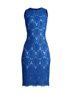 Tadashi Shoji Women's Corded Lace Sheath Dress - Mystic Blue