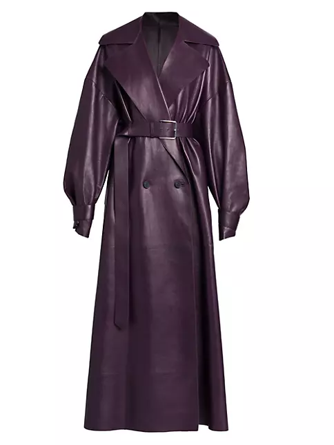 BOTTEGA VENETA Belted textured-leather trench coat