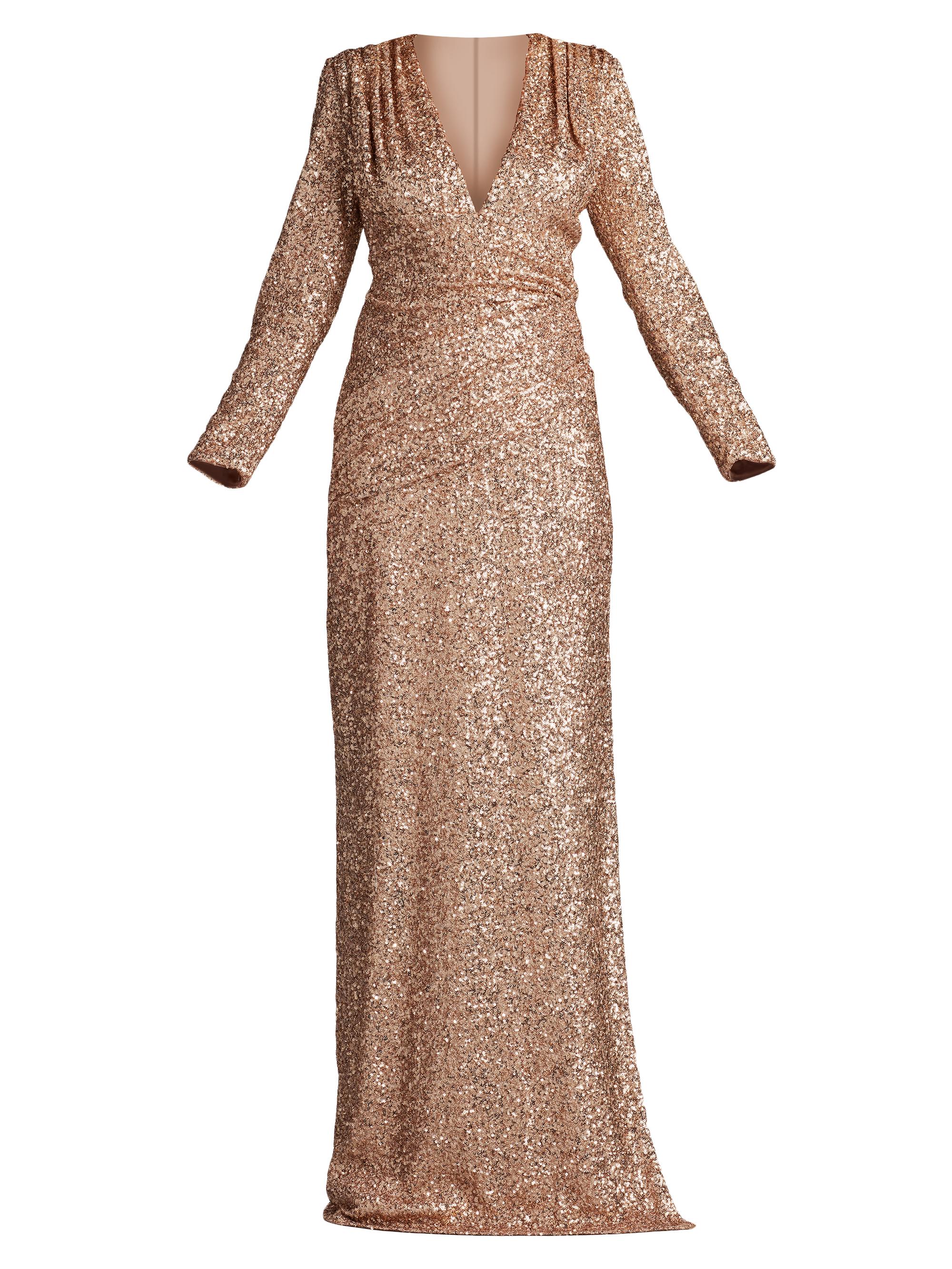 Sho by Tadashi Shoji Long Sleeve Sequined V-Neck Gown | Saks Fifth