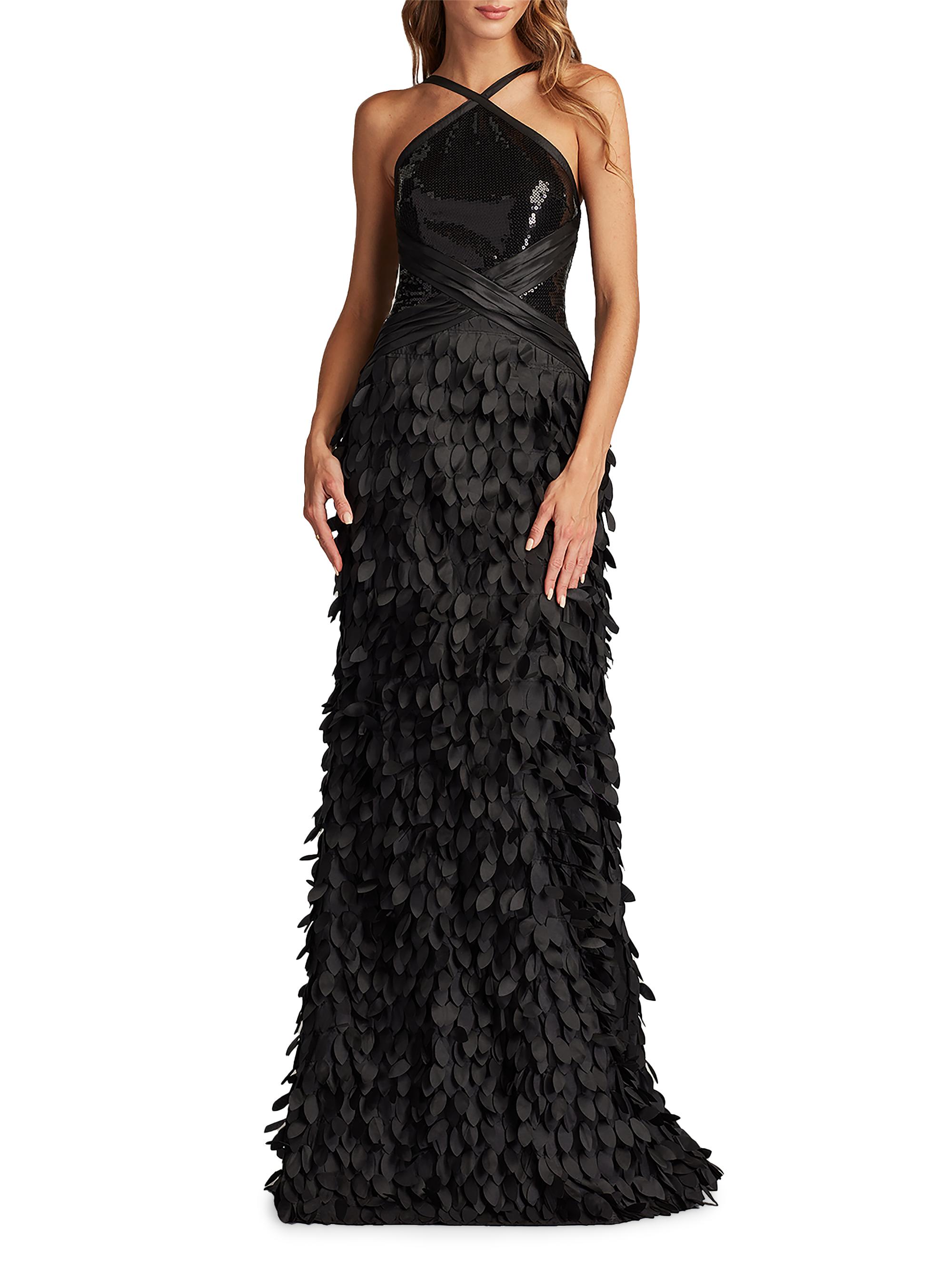 Sho by Tadashi Shoji Sleeveless Sequined Halter Gown | Saks