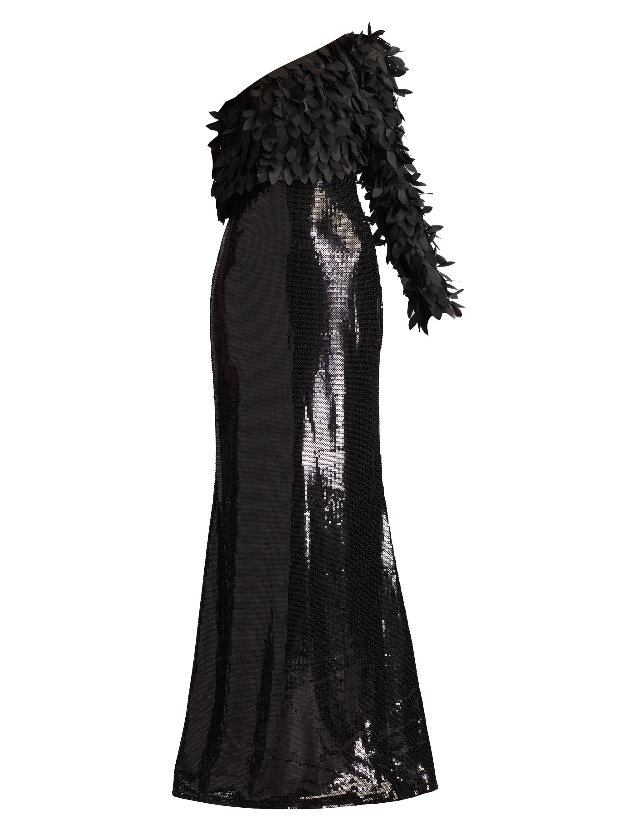 Sho by Tadashi Shoji Women's One-Shoulder Petal Sequin Gown - Black