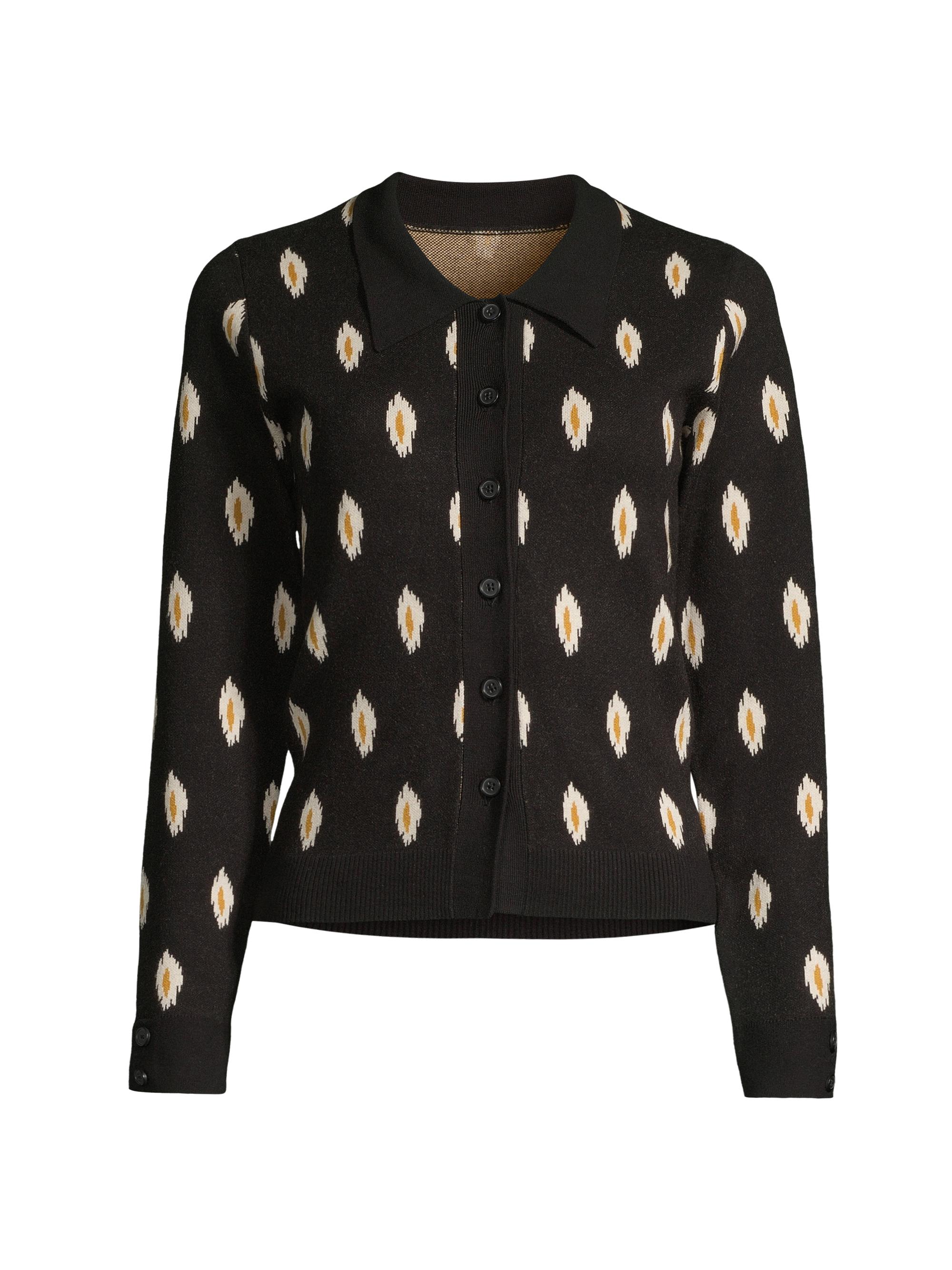 Undra Celeste Women's Ikat Jacquard Cardigan - Black