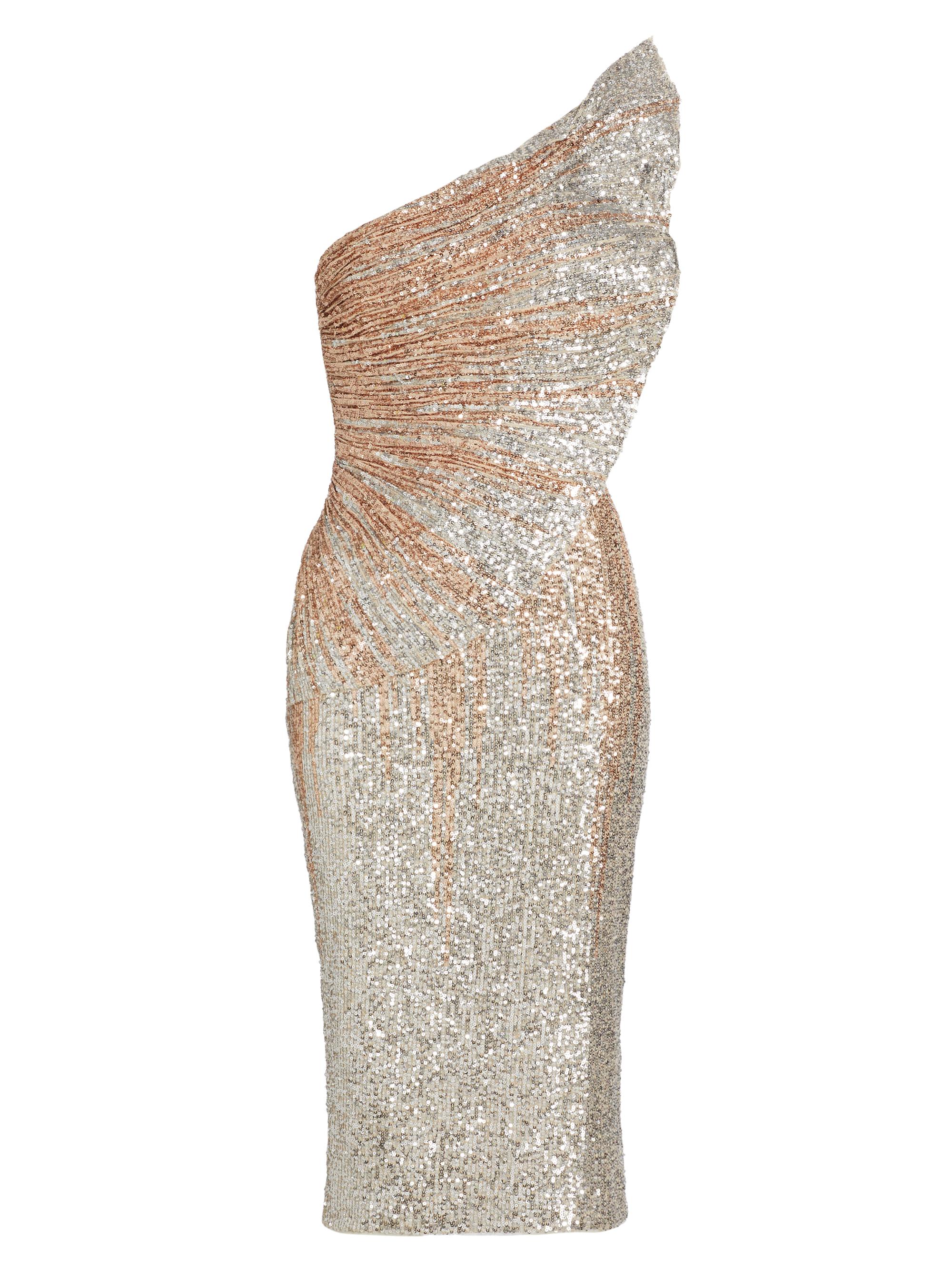 Badgley Mischka Women's Sequined One-Shoulder Sheath Dress - Gold Multi
