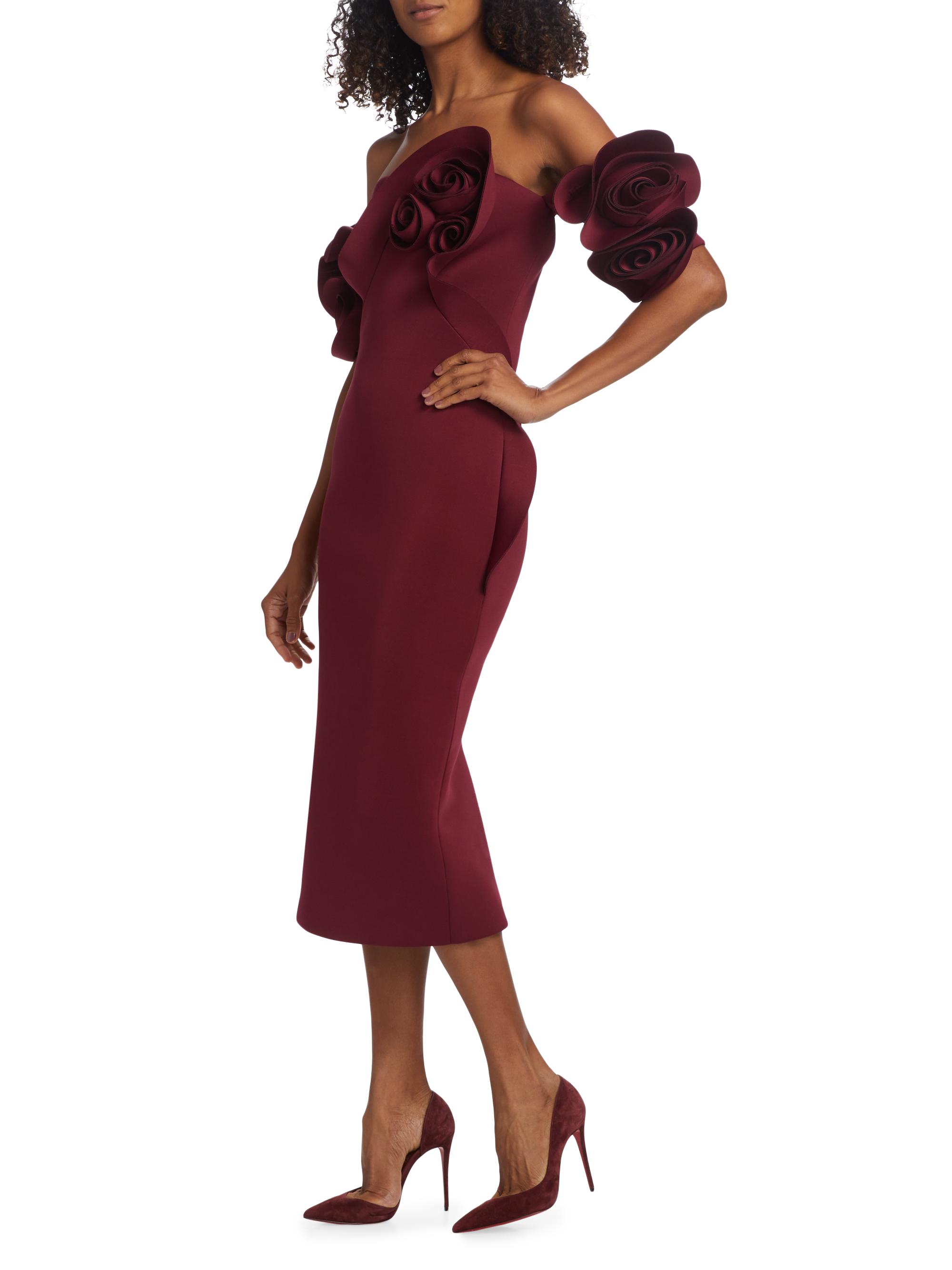 strapless open back dress Corinne Sweetheart-Neck Long-Sleeve A-Line Mini Dress in Red main image 1